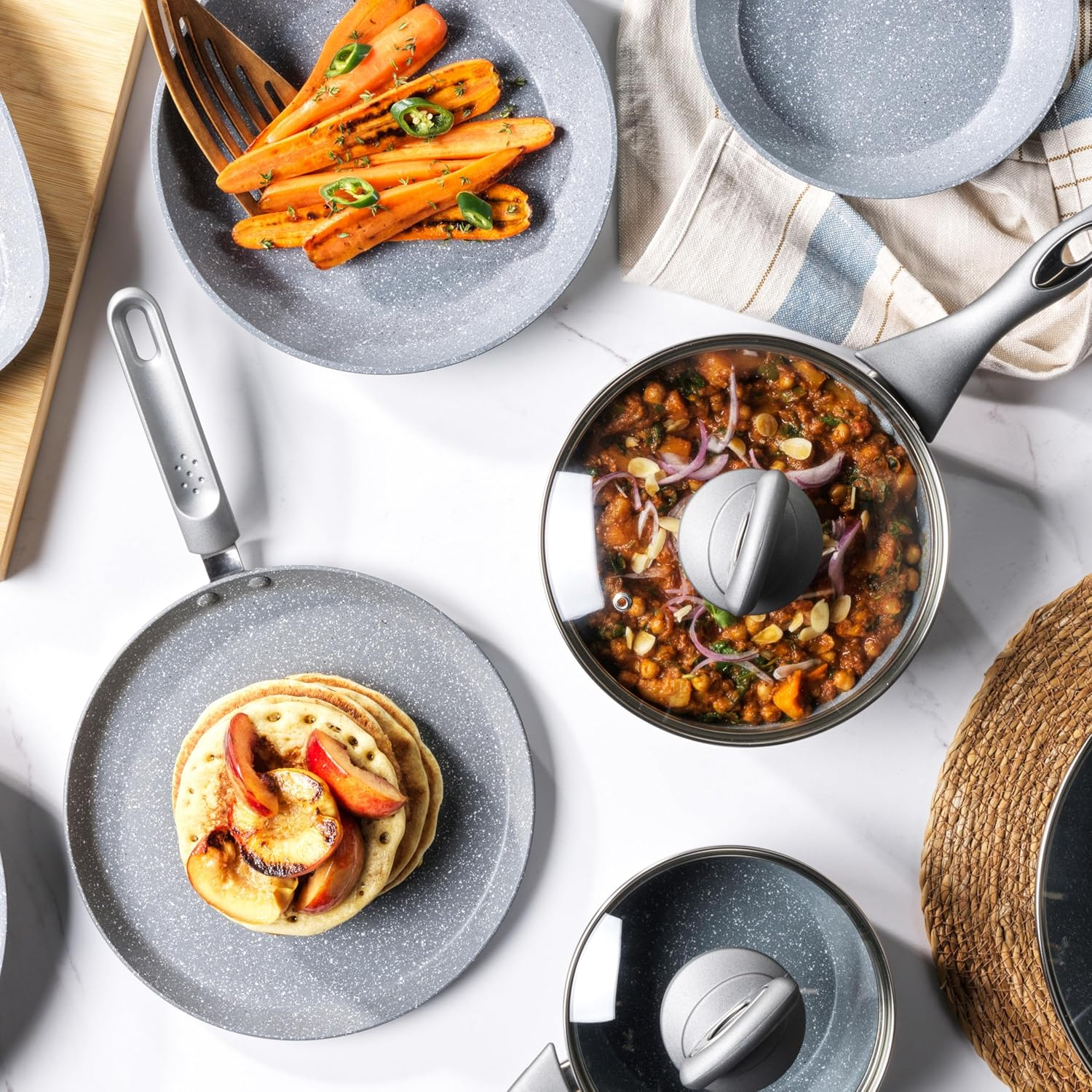 SALTER BW13656GEU7 25 Cm Pancake Pan - Marblestone Non-Stick Pan, Pfoa-Free, Easy to Clean, Soft Touch Handle, Crepe Pan, Forged Aluminium, Induction Safe, for Omelette, Chapati image number 4