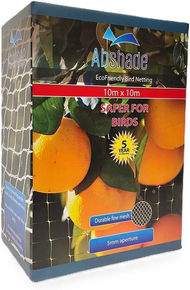 Abshade Birdnet, White, 5 Mm Diamond Hole, 10 X 10 Meters