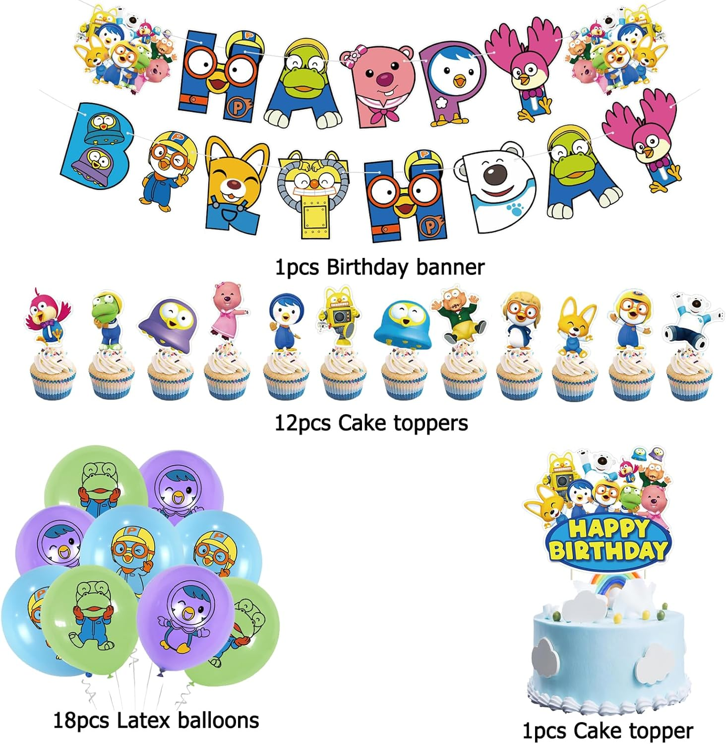 Pororo Party Decoration Birthday Pororo Children'S Birthday Decoration Pororo Birthday Party Decoration Pororo Balloons Birthday Pororo Birthday Balloons Pororo Cake Topper Pororo Birthday Garland image number 4