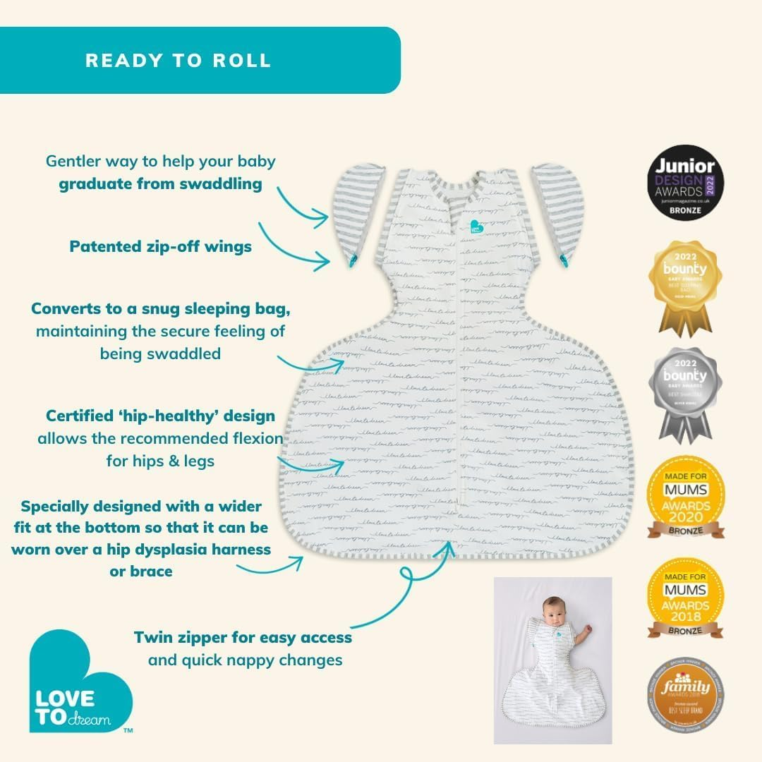 Love to Dream Swaddle up Transition Bag Bamboo LITE, Arms up Position, Soft and Sustainable Bamboo Fabric - Sleep Bag - 0.2 TOG - (24-27&deg;C) Ideal for Warm Weather (Heart Blush, Large, 8.5&ndash;11Kg) image number 5