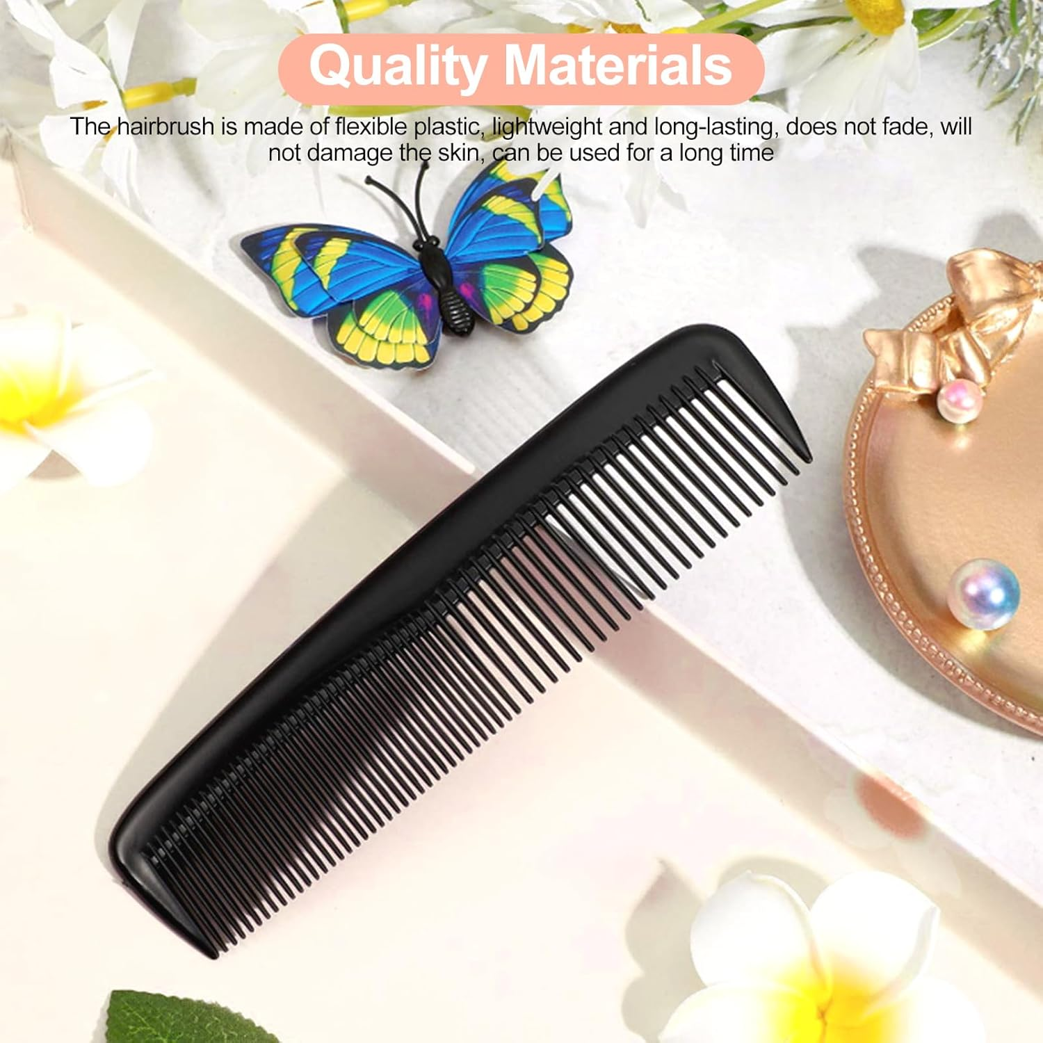 Mynoozi 12 PCS Hair Combs Set Colorful Plastic Pocket Combs Fine and Wide Tooth Cutting Combs for Women and Men Salon and Hotel Hair Care Tool(Black) image number 5