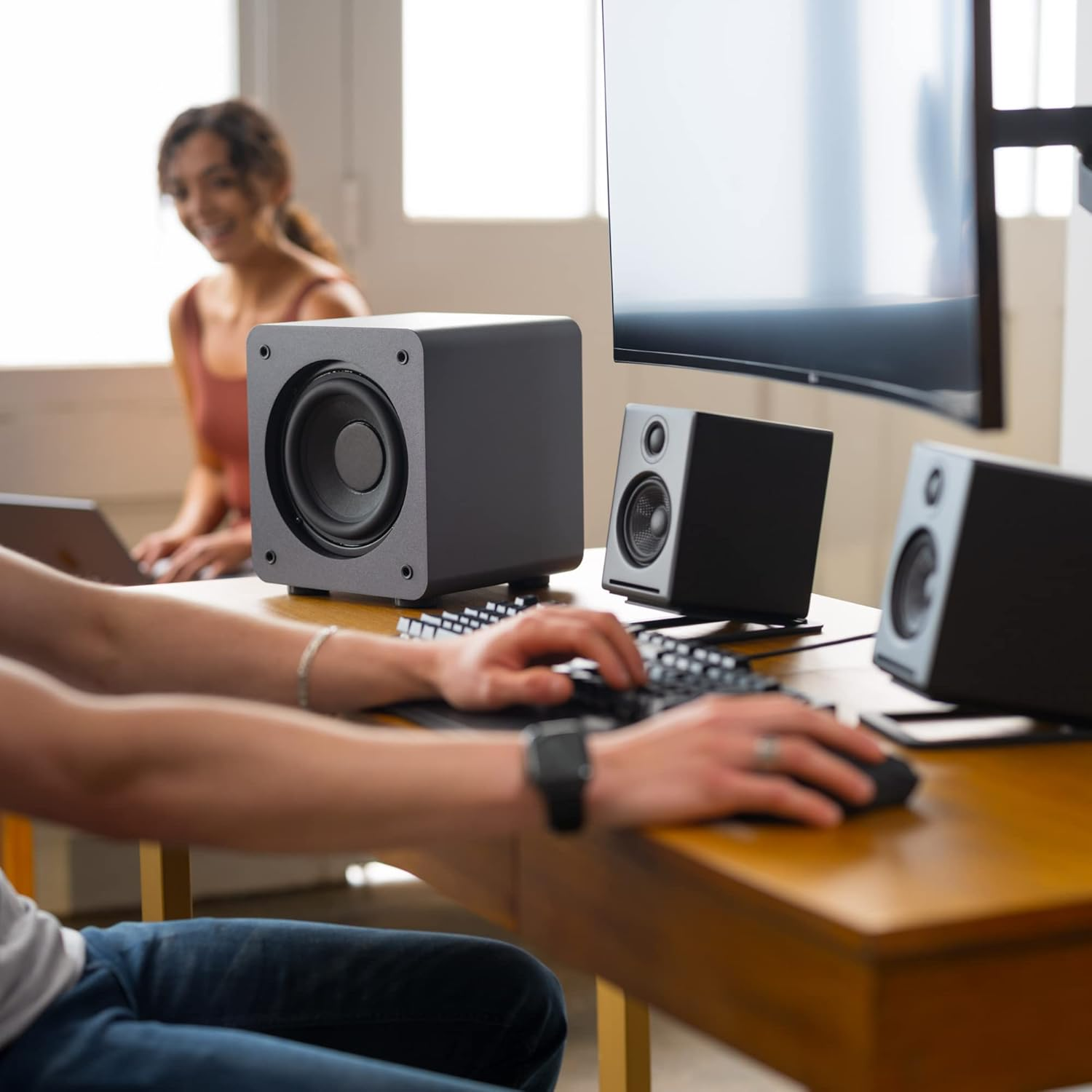 Audioengine S6 210W Powered Subwoofer - Versatile, Tight, Smooth Hi-Fi Subwoofer - Built-In Amplifier - Wireless-Ready, Designed for Audio and Home Theater Performance Black image number 1