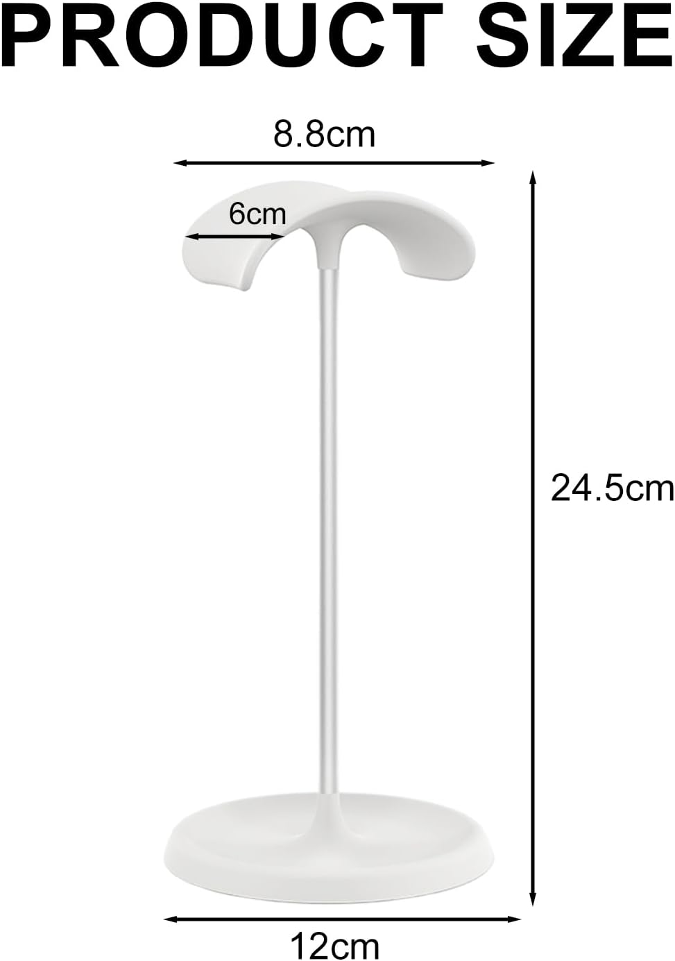 Headphone Stand,Aluminum Headset Stand,Curved Headset Stand with Storage Tray,Heavy Base Gaming Headset Holder,Sturdy Desk Headset Mount Rack for All Headphone Sizes (White) image number 2