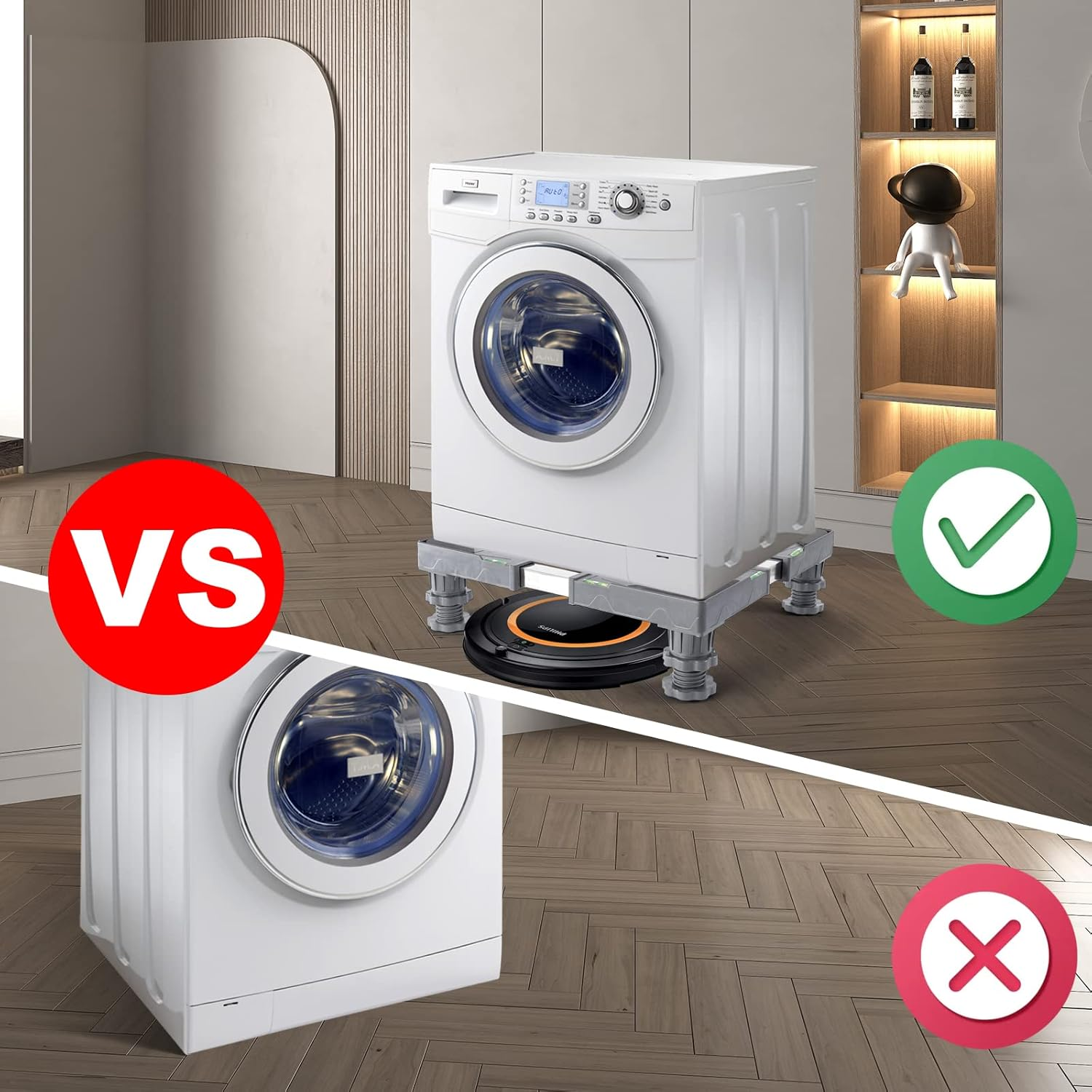 W B D WEIBIDA Mini Fridge Stand Adjustable Refrigerator with 4 Strong Feet Universal Washer and Dryer Heavy Duty Washing Machine Pedestal Platform for Dorm Appliance Multi-Functional Base, Deep Grey image number 6