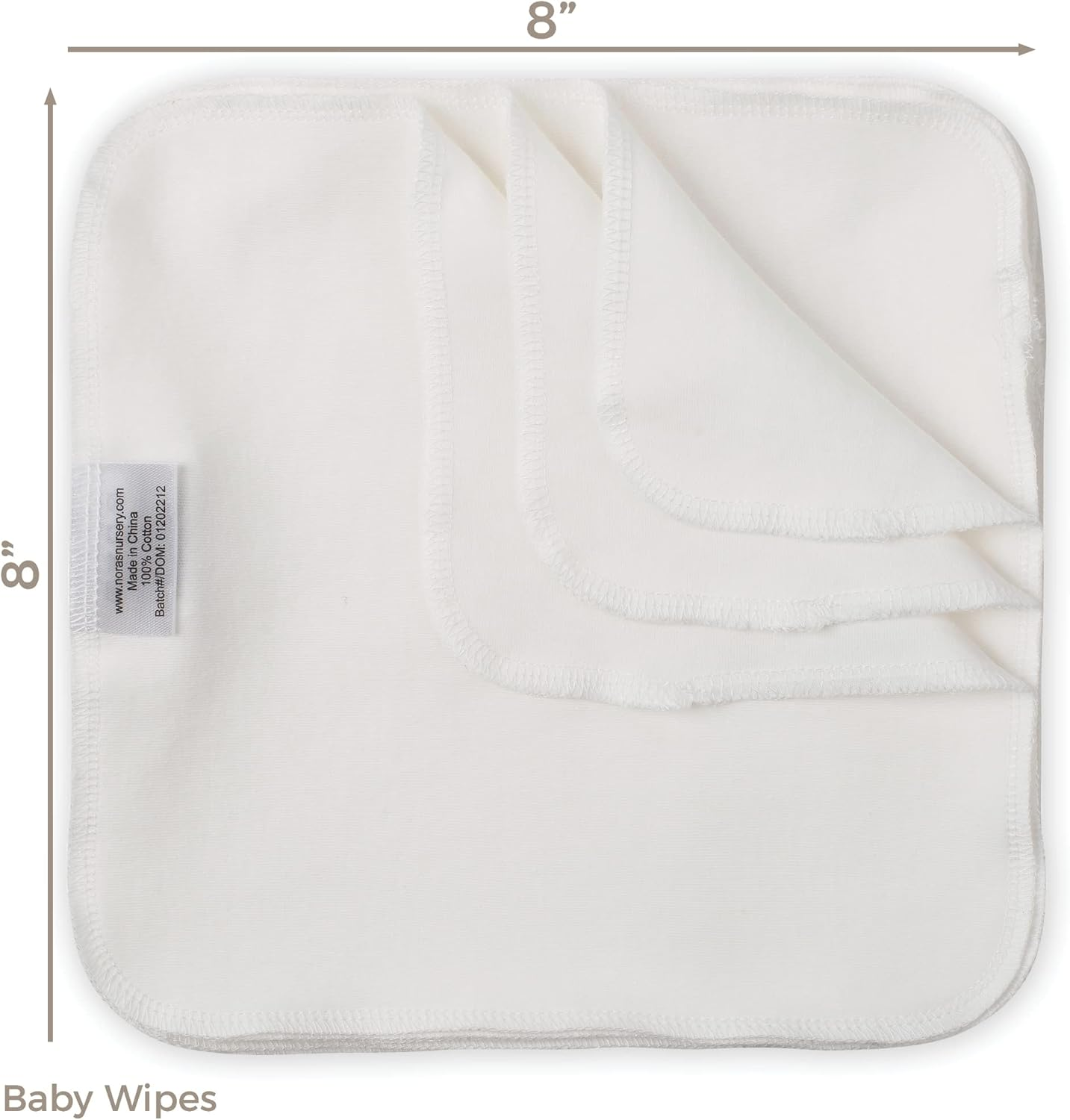 Reusable Baby Wipes, Washable Cloth Baby Wipes, 25 Sheets in a Pack of Cloth Wipes for Baby, 100% Cotton Reusable Wipes by Nora'S Nursery image number 2