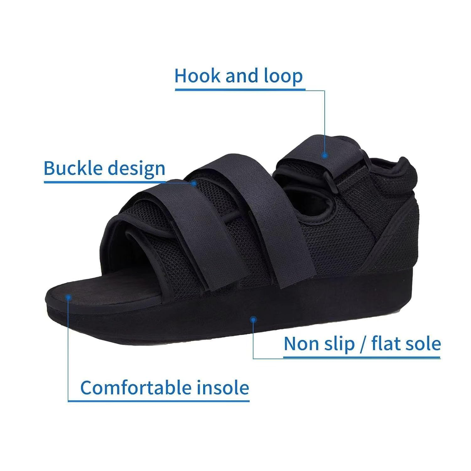 Post-Op Shoe - Adjustable Walking Shoe for Broken Foot, Post Surgery or Toe Surgical Walking Boot Orthopedic Recovery Cast, Left or Right Foot (XL) image number 3