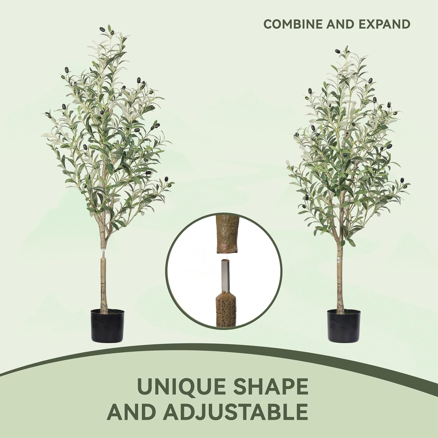 Shanghigh Artificial Olive Tree &ndash; 1.5M/5Ft Tall Faux, Decoration Olive Silk Plant with Fake Moss, Large Lifelike Faux Plant in Pot, Potted Olive Tree for Modern Home Office Indoor Outdoor Decor, Gift