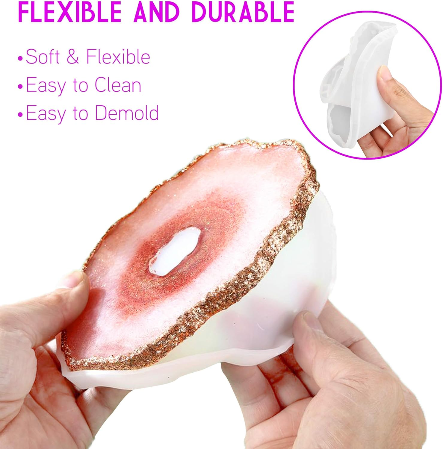 Lotfancy Coaster Molds for Resin Casting, 1 Wine Rack Mold, 2 Geode Coaster Molds, with Gold Foil and Stirrers - DIY Silicone Epoxy Resin Molds for Glasses Holder, Faux Agate Slices, Home D&eacute;cor