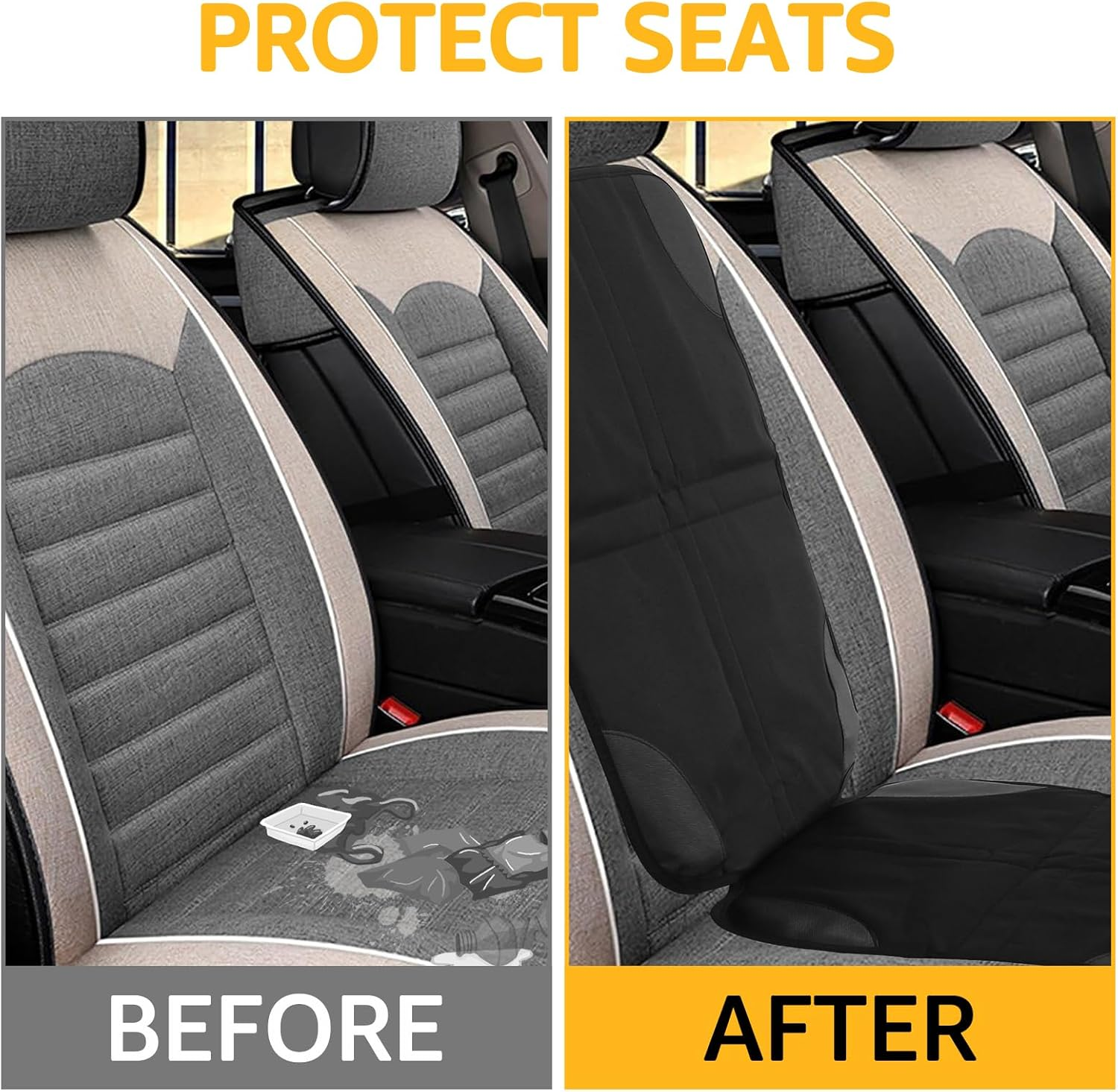 Fxvhojq Car Seat Protector Universal Seat Covers for Baby Car Seat Waterproof Child Car Seat Mat Non-Slip Car Seat Cover with Mesh Pockets Waterproof Seat Protectors for Vehicles Baby Pets image number 5
