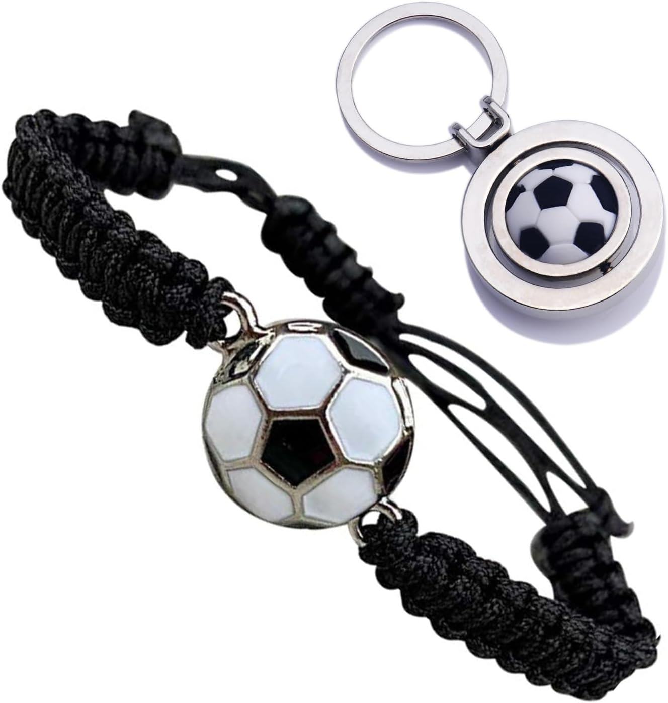Soccer Bracelet and Ball Key Chains, Football Jewelry, Adjustable Unisex Paracord Bracelets - Soccer Gifts image number 5