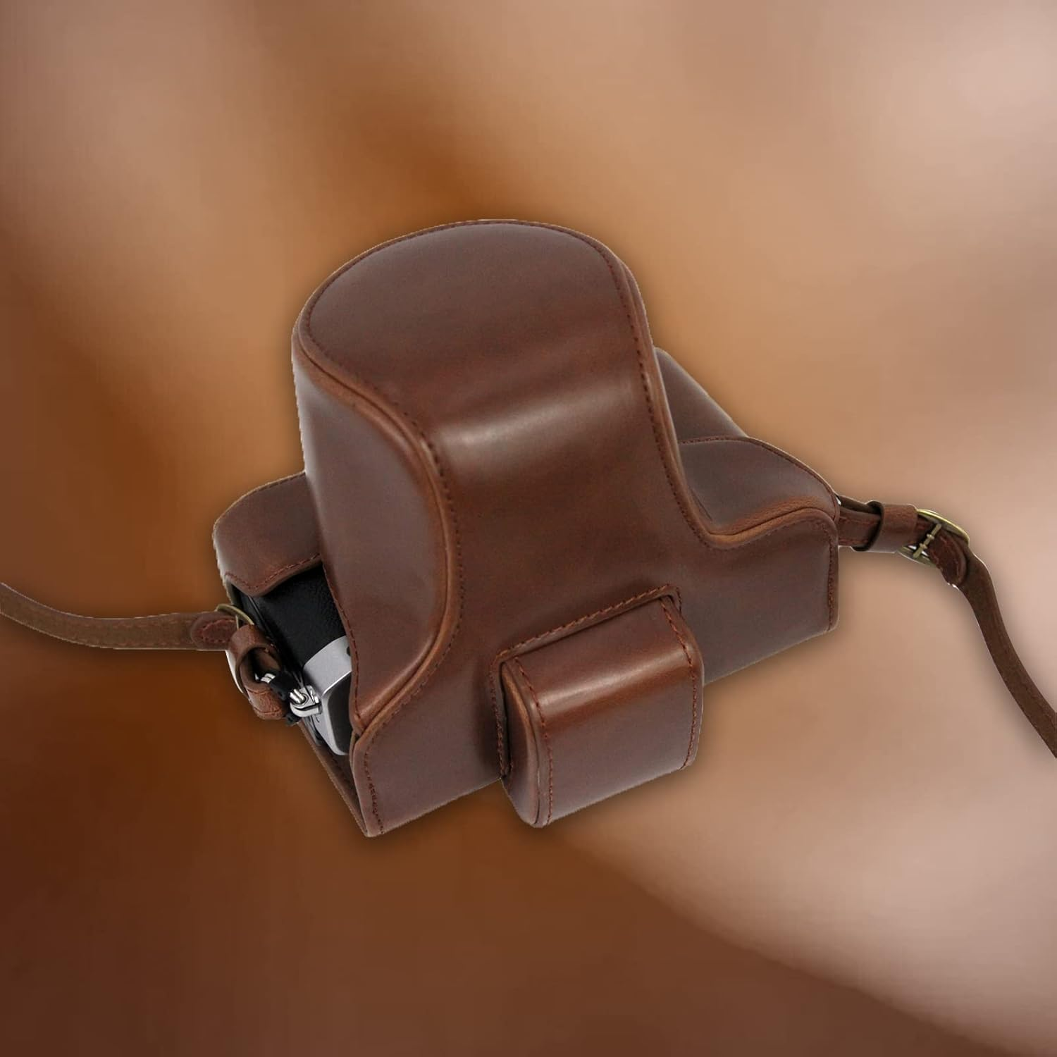 Z Fc Zfc Camera Caserieibi PU Leather Case with Strap for Nikon Z Fc Zfc 28Mm F/2.8 SE, 16-50Mm F/3.5-6.3 Lens, Coffee, S, Coffee - Brown image number 5