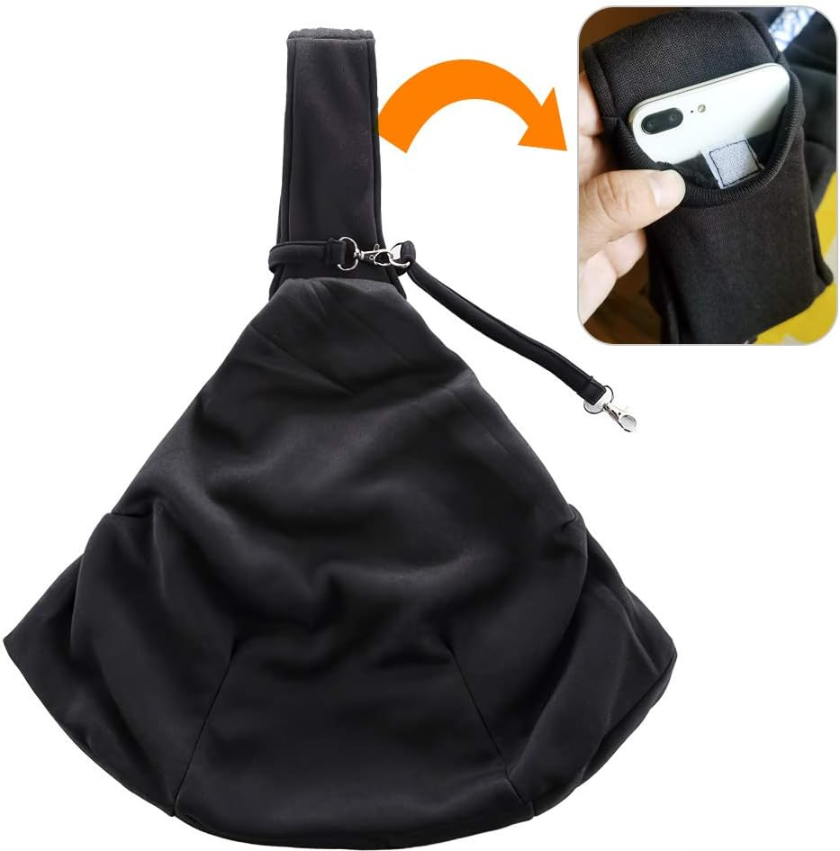 Lynkaye Small Dog & Cat Travel Bag - Hands Free Pet Carrier with Adjustable Strap & Stainless Steel ID Barrel (Black, up to 12 Lbs) - Black(Up To 12 Lbs) image number 4