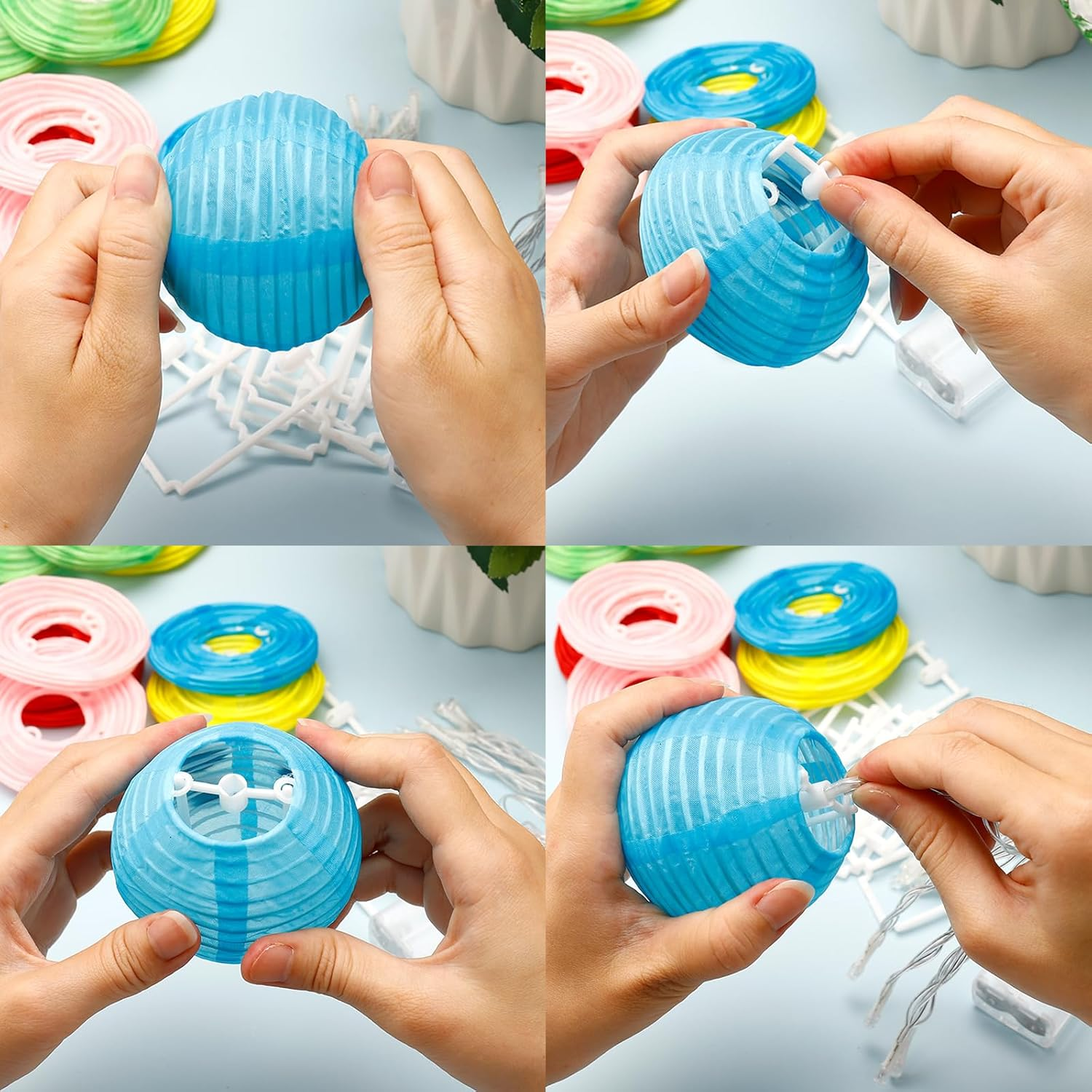 ENLACE Paper Lantern String Lights 10 LED Lanterns 2 Metres Multicoloured 7.5Cm Diameter