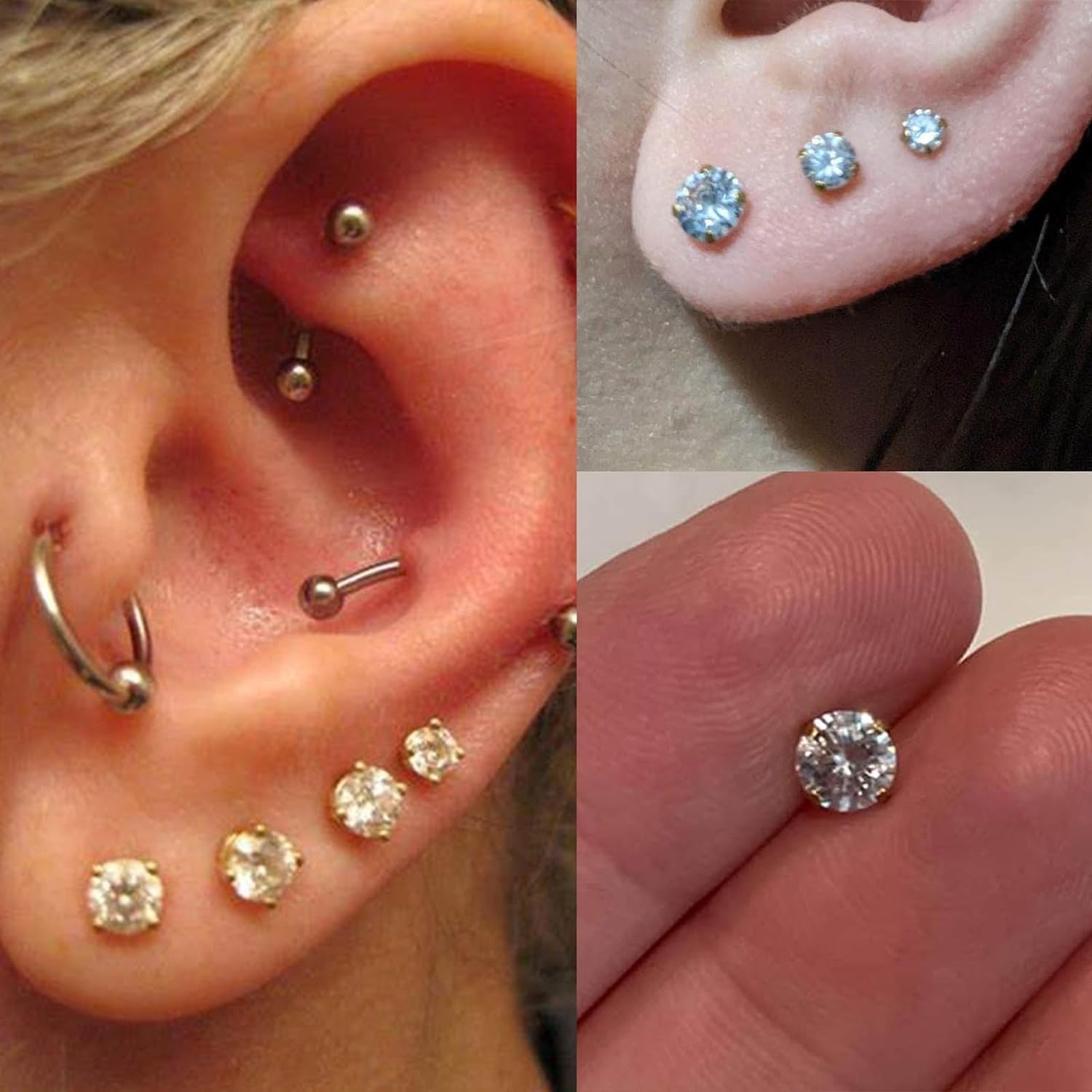 QWALIT Ear Piercing Gun Kit - Gold Self Piercing Earrings Kit with Studs