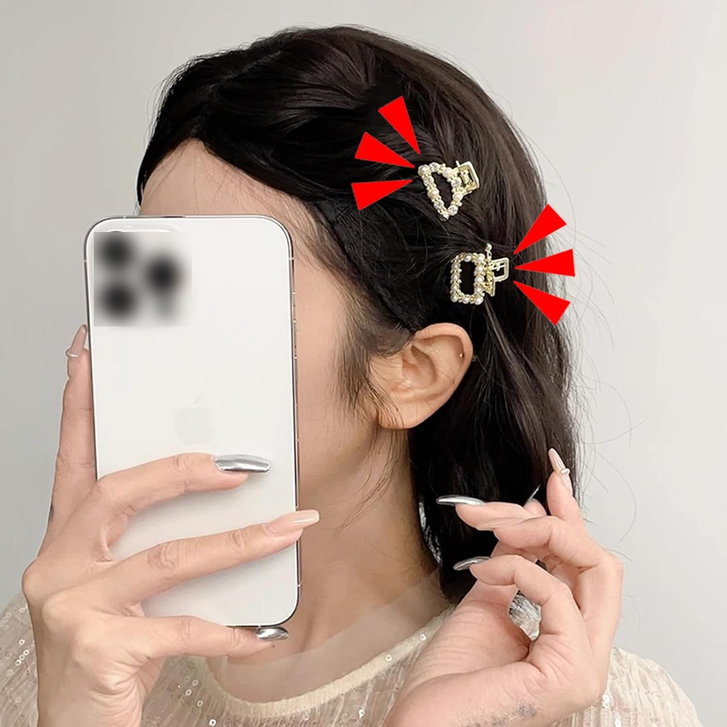 BSITSSS 5 Pcs Mini Gold Claw Clips, Crystal Rhinestone Small Hair Claw Clips, Non-Slip Ages & Hair Types, 5 Count image number 1