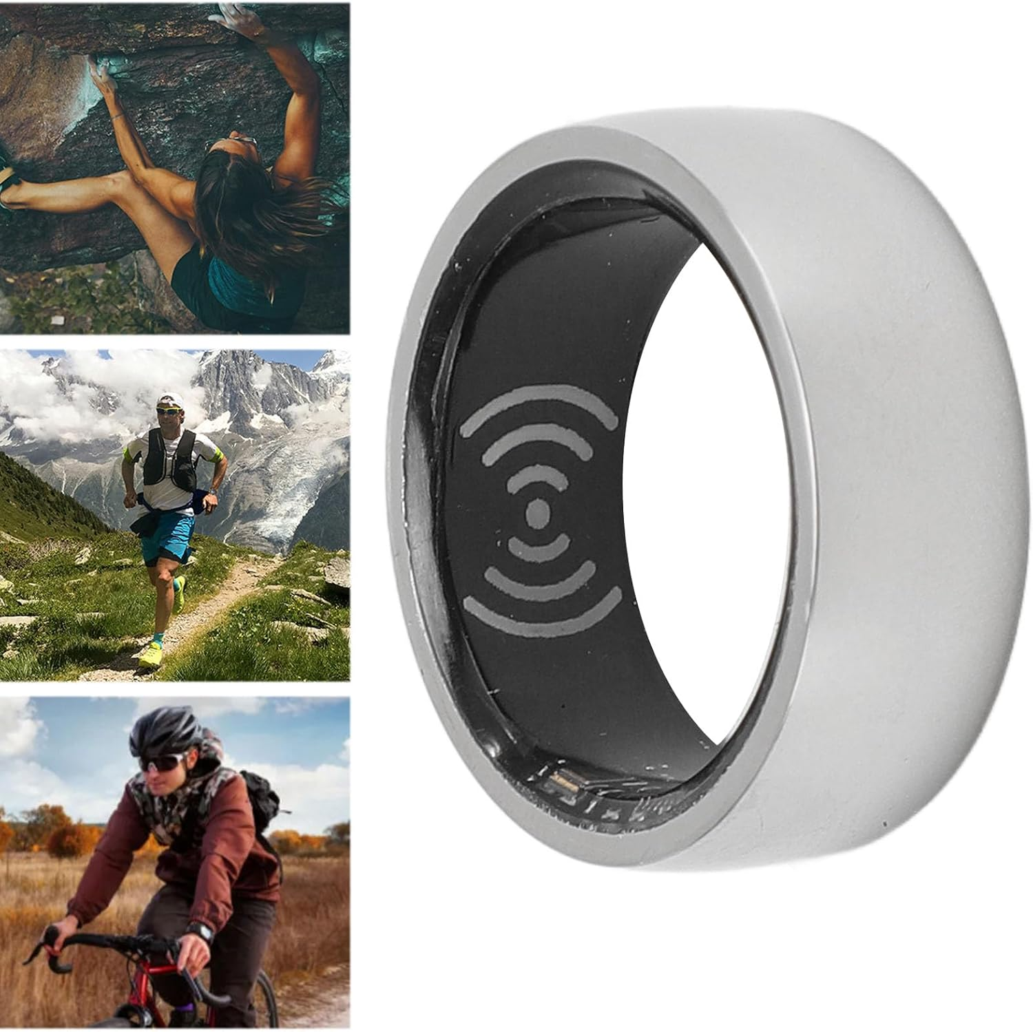 Smart Fitness Tracker Ring with Charger, IP68 Waterproof Heart Monitoring Fitness Ring Pedometer for Sleep Body Temp Heart and Various Health Data, APP for Android Ios (10 Size) image number 3