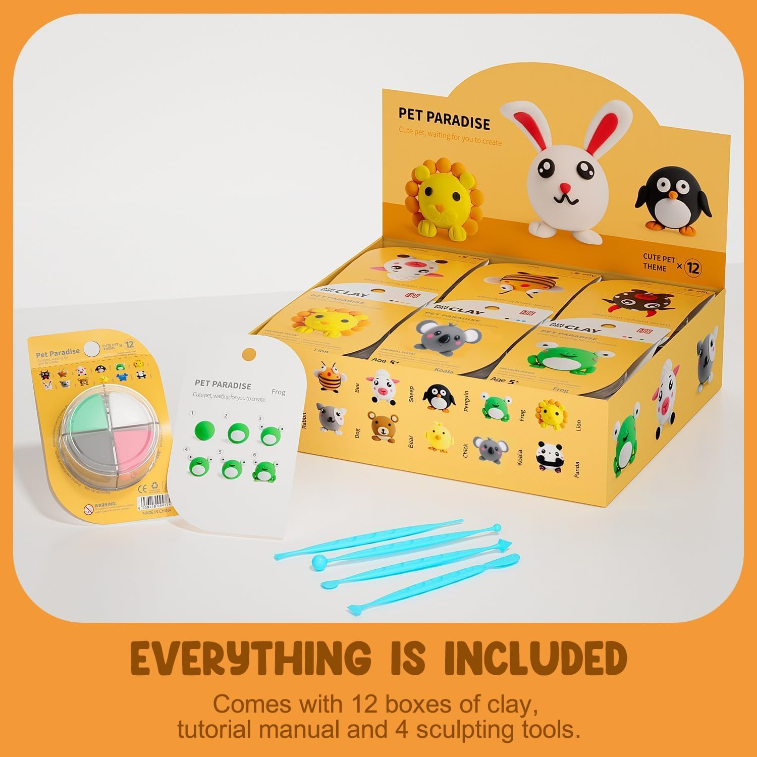 Air Dry Clay Kits - Modeling Clay for Kids, Ultra Light & Soft, Safe & Non-Toxic, 12 Boxes DIY Model Magic Clay with Sculpting Tools & Tutorials, Creatible Art Crafts Toys Gifts Boys Girls image number 5