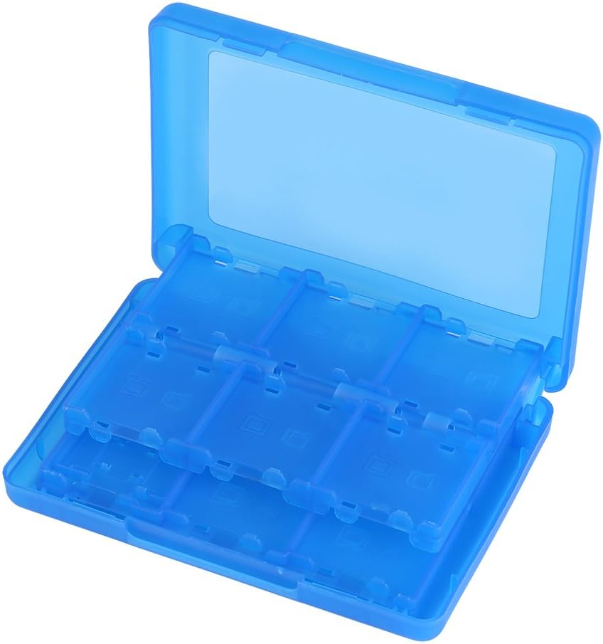 Segutage 28 in 1 Game Card Case, PP Plastic Games Holder, Pocket Design Cartridge Storage Box for 3DS DSL DSI LL Game Cartridges SD Cards TF Cards (Blue) image number 1