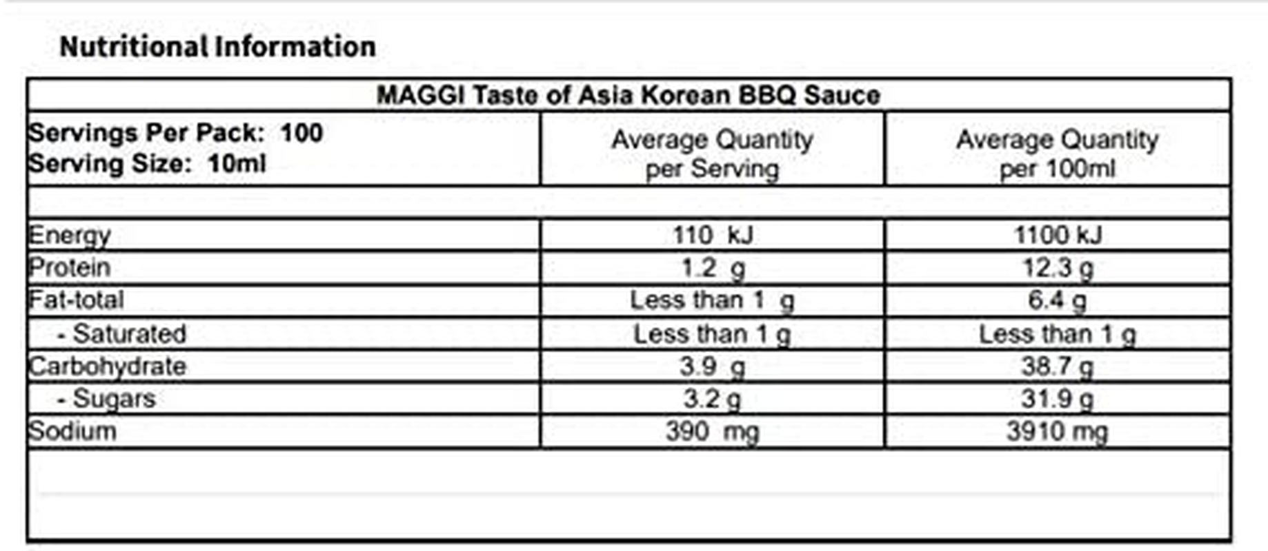 Maggi Taste of Asia Korean BBQ Sauce, 1 Litre image number 3