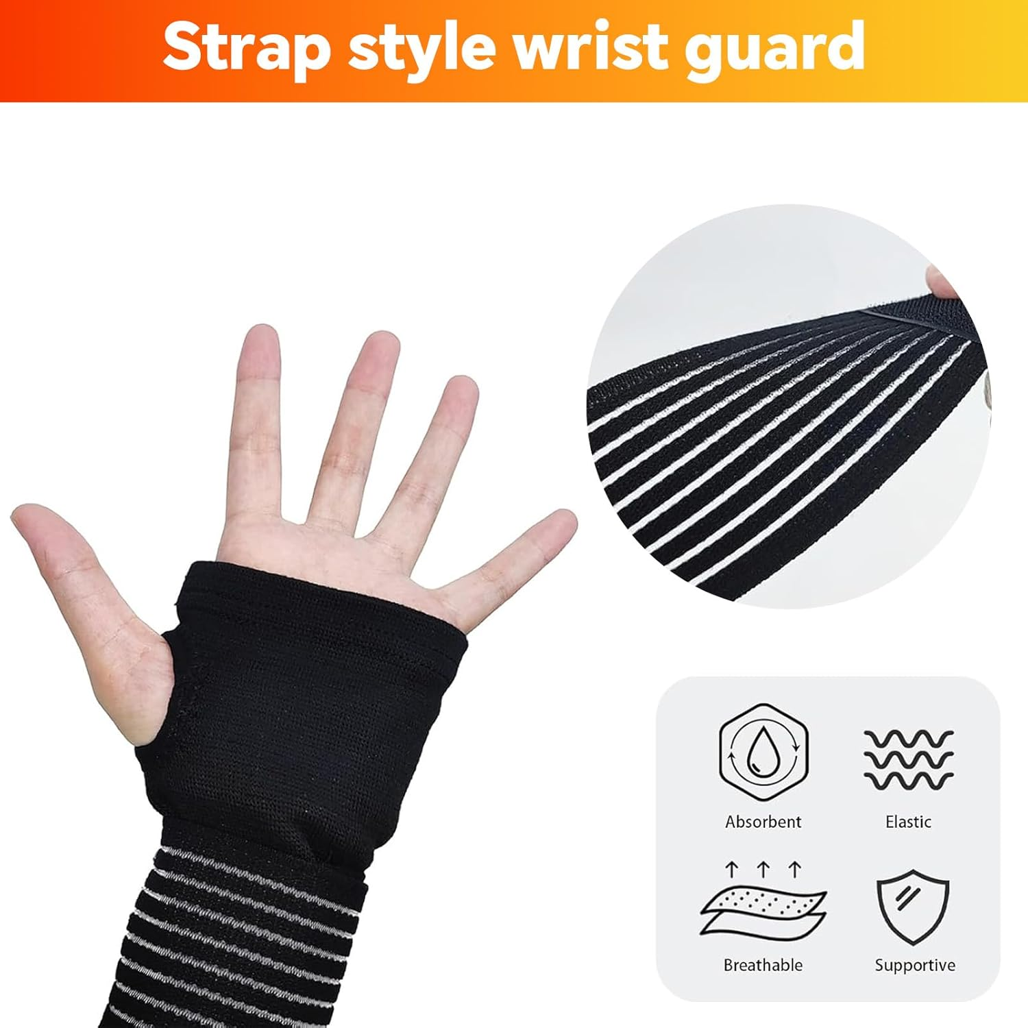 2 Pack Adjustable Compression Wrist Braces, Elastic Wrist Support with Strap for Pain Relief, Carpal Tunnel, Tendonitis, Arthritis, Sports, Fitness & Everyday Use(Black) image number 4