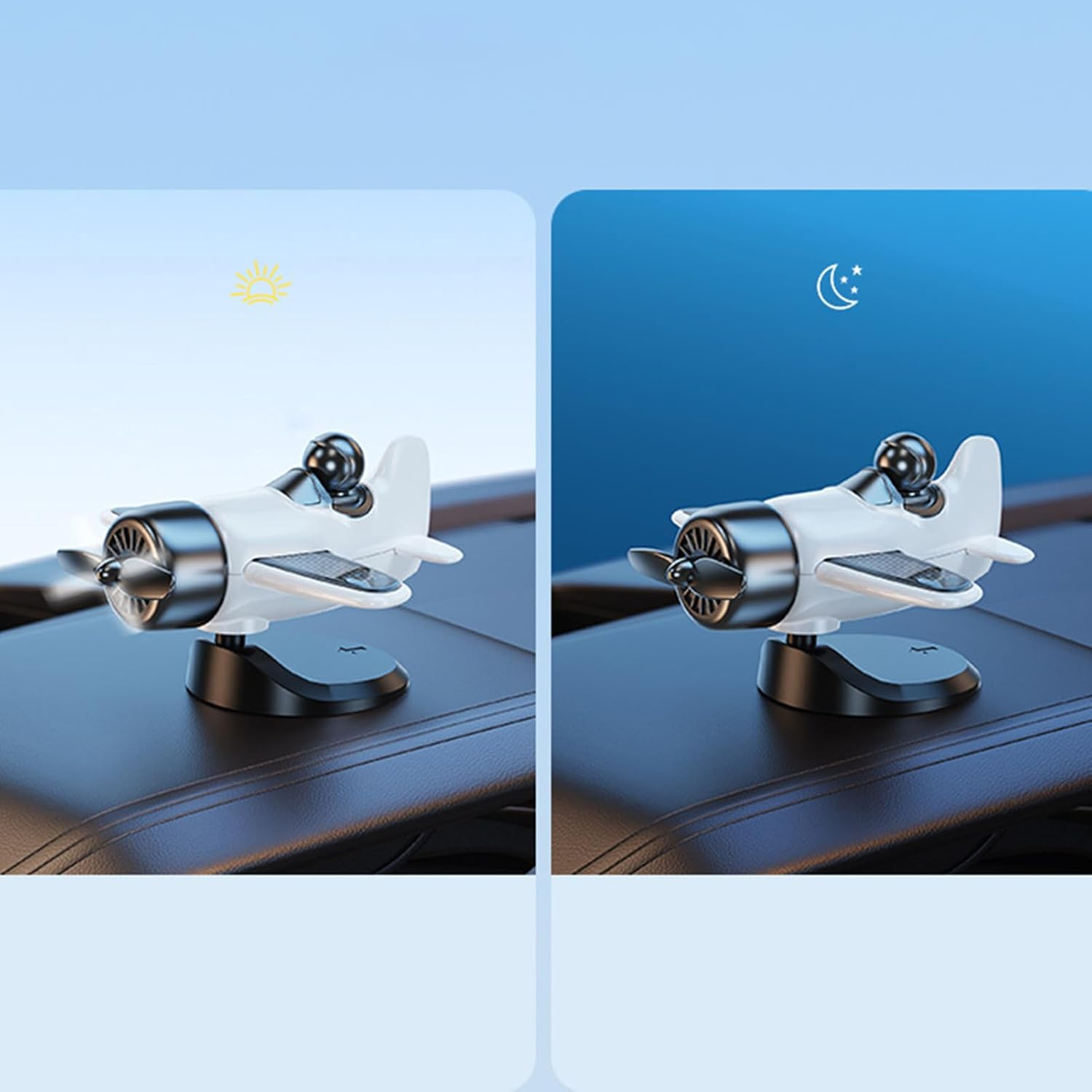 Solar Airplane Car Ornaments - Solar Powered Airplane Shaped Car Ornaments | Home Decorations for Travel Men Women Birthday Daily Christmas Private and Others image number 4