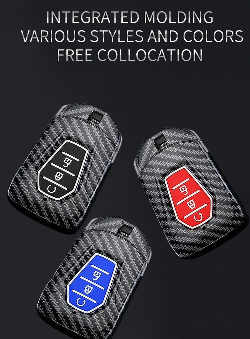 Ontto Luminous Car Key Fob Cover Fit for Isuzu D-Max MU-X D Max AT35 for Mazda BT50 Pickup 2020 Onwards 2023 2024 Key Holder Plastic Smart Shell Case Keyring Keychain Accessories 4 Buttons Black image number 2