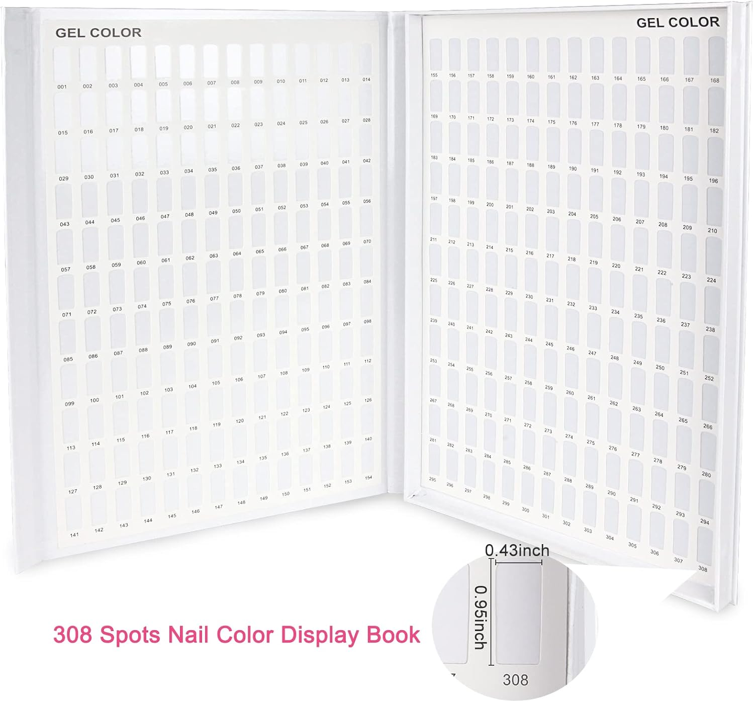308 Nail Color Chart Display, UV Gel Polish Book Nail Painting Practice Design Board, Fake Tips Nails Sample Display Nail Art for Nail Salons, DIY Nail Art at Home image number 5
