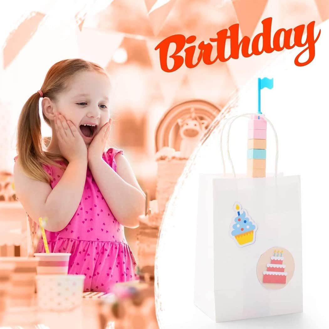 Idopick 40Pcs Kraft Paper Bags with Handles, White, 15 X 8 X 21Cm, Perfect for Business, Shopping, Retail, Party, Favor, Merchandise Bags (White) image number 5