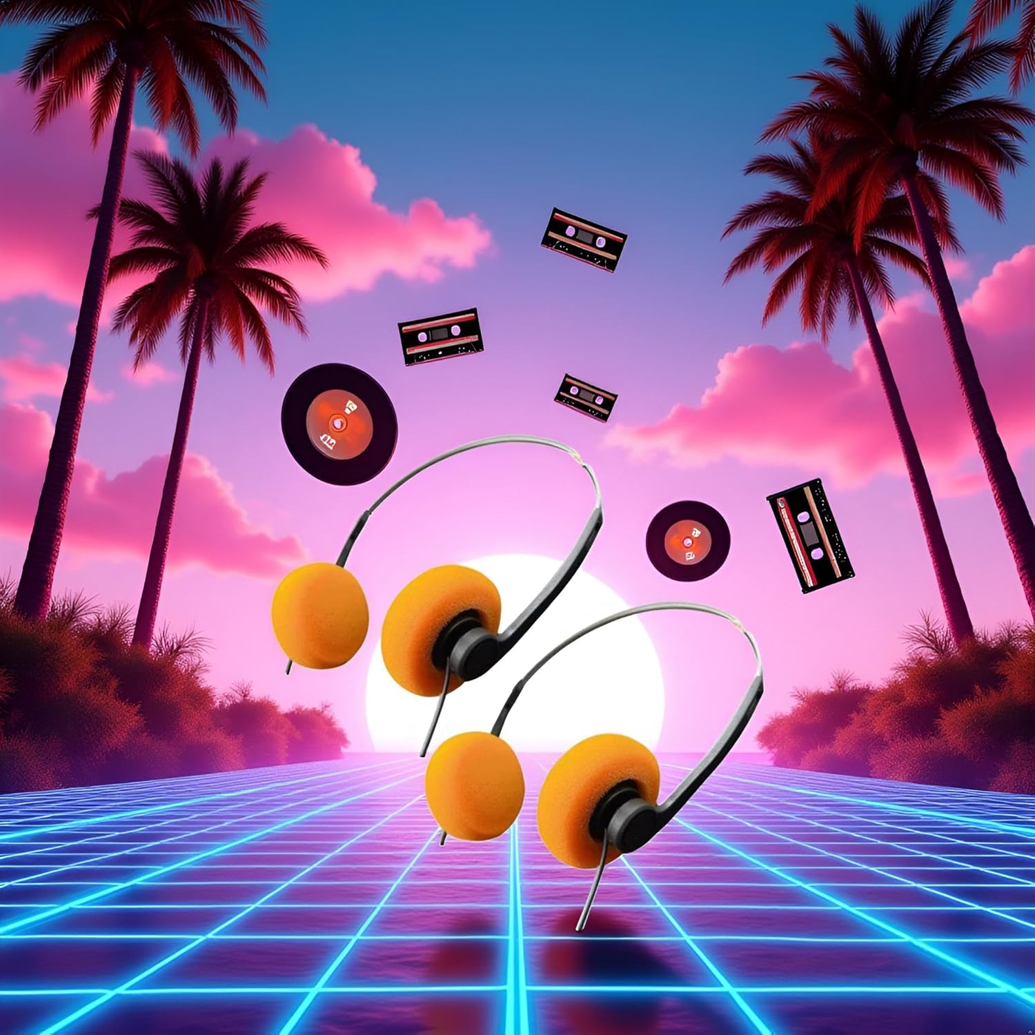 2Pcs Orange Retro Over-Ear Headphones,Wired Stereo Headphones,Headphone,Lightweight Portable Headphone with Adjustable Headband,Electronics image number 5