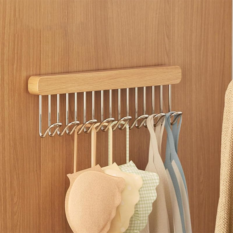 AIMALL Sling Hook Hanger &ndash; Multi-Functional Wave Hanger for Underwear, Vests, and Kitchen Items &ndash; Solid Wood Pull-Out Hanger with 8 Hooks image number 4