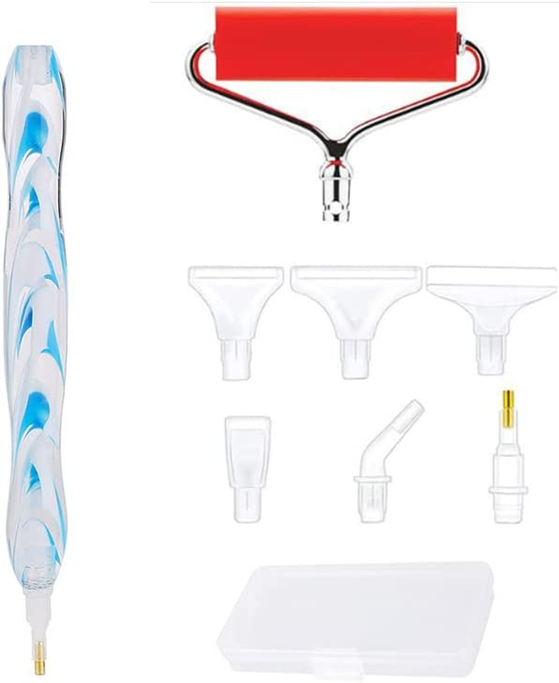 HIGHROCK Diamond Painting Resin Pen Accessories Tools Set, 5D Diamond Art Roller Tools and Accessories Set Dots round Square Drill Wax Pens (Blue) image number 2