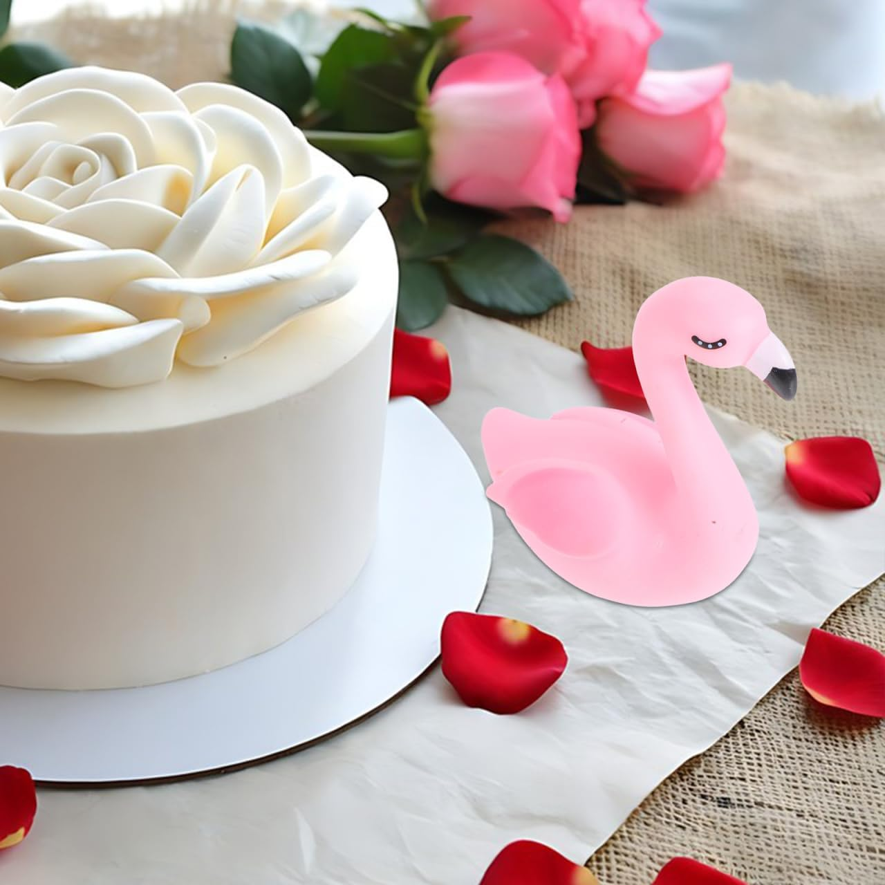 PRETYZOOM Flamingo Cake Topper Christmas Cake Toppers Cap Cake Topper Decor Birthday Cake Toppers Wedding Topper Pink Cartoon Ornaments image number 1