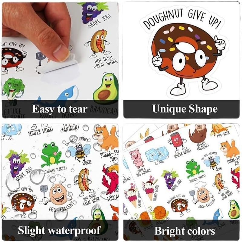Weforu 500Pcs Kids Reward Stickers, Punny Teacher Sticker for Student, Inspirational Motivational Positive Kid Stickers for Water Bottle Notebook Cup Boy Girl