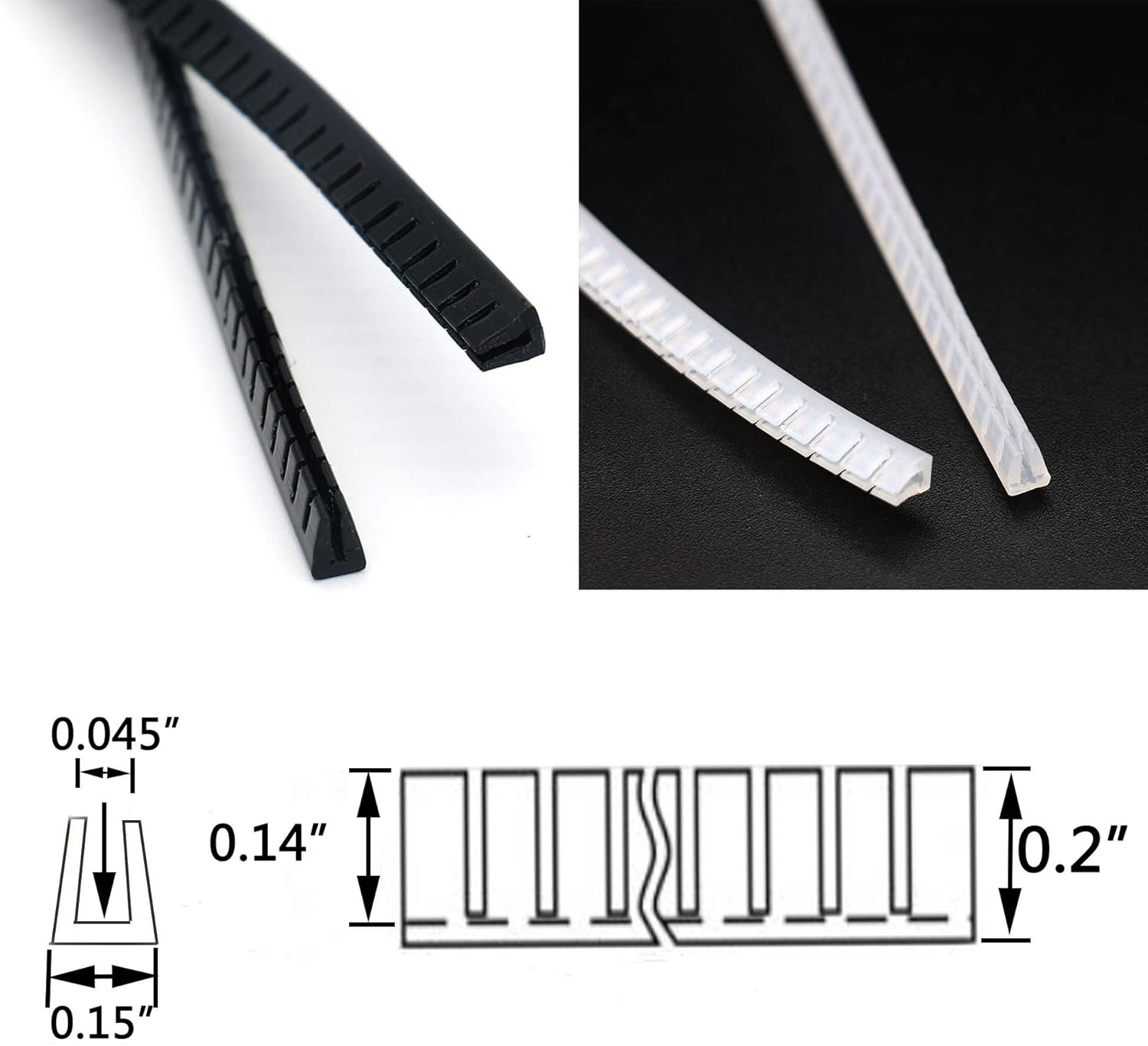 Tueascallk Flexible Sharp and Rough Edge Trim Protector, Push-In Edge Shield for Steel Panels, Wood Panels, Glass and Plastic Panels, Fits 0.03"-0.045" Thickness Edge, Black, White, 32' image number 5