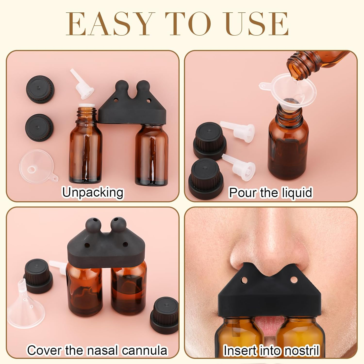 Chunful Essential Oil Inhaler, Double Bottle Leakproof Double Hole Aroma Nasal Inhaler Cap Mini Perfume Dispenser Bottle for Enhances Aromatherapy image number 1
