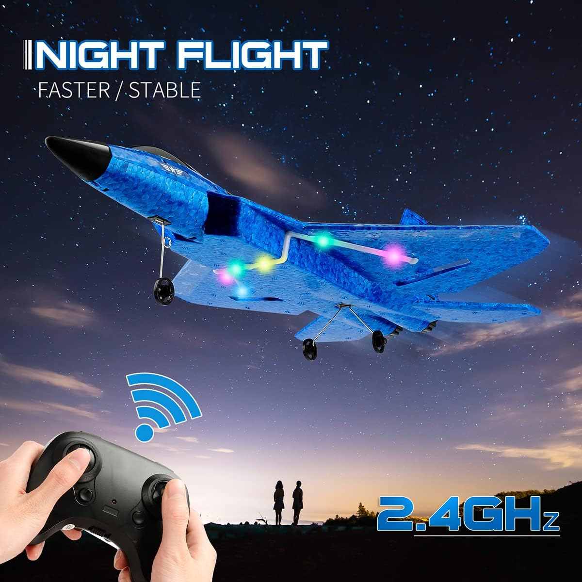 Roofworld RC Plane, F22 Airplane Fighter Ready to Fly, 2.4Ghz 2 Channel Remote Control Airplanes Toy for Boys Girls Kids Beginners Blue02 image number 6