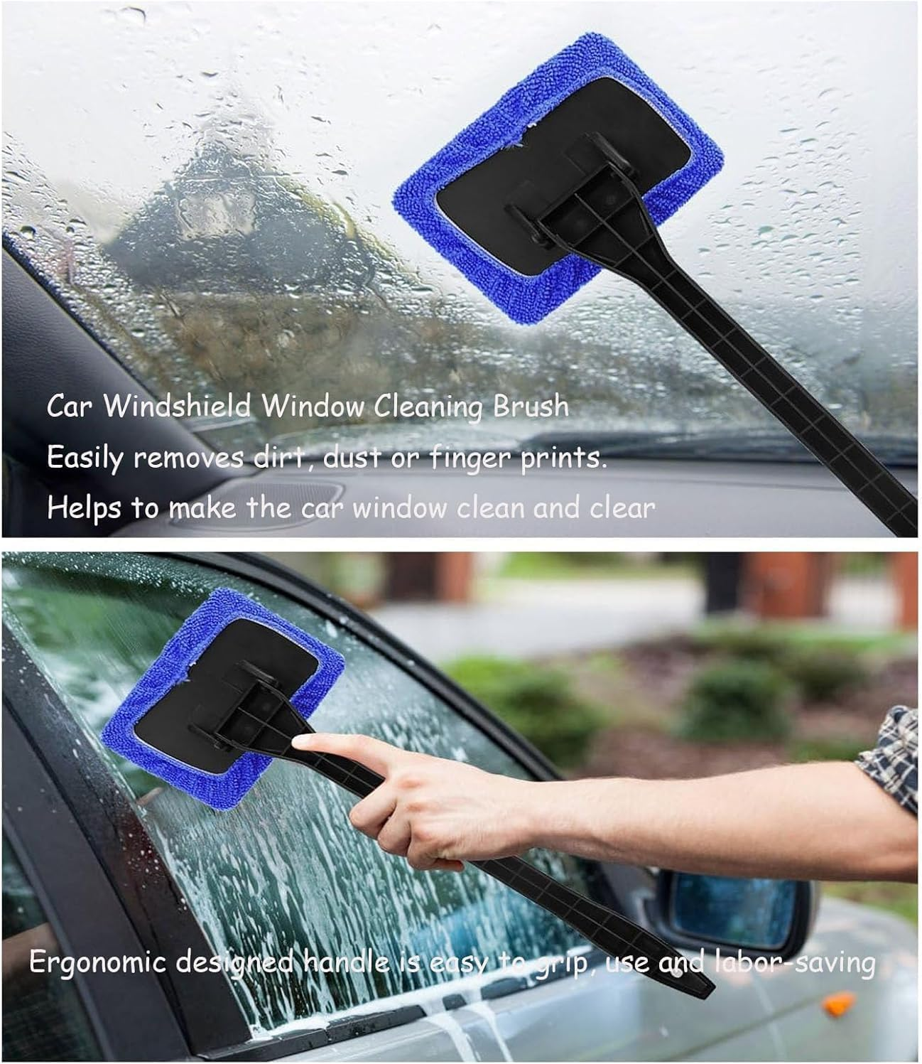 8Pcs Microfiber Car Window Cleaner Pads with 2 Handles,Car Windshield Cleaning Tool,Microfiber Car Window Cleaning Tool,Car Care Microfiber Cloths for Windshield Cleaner,Car Windshield Cleaning Tool image number 4