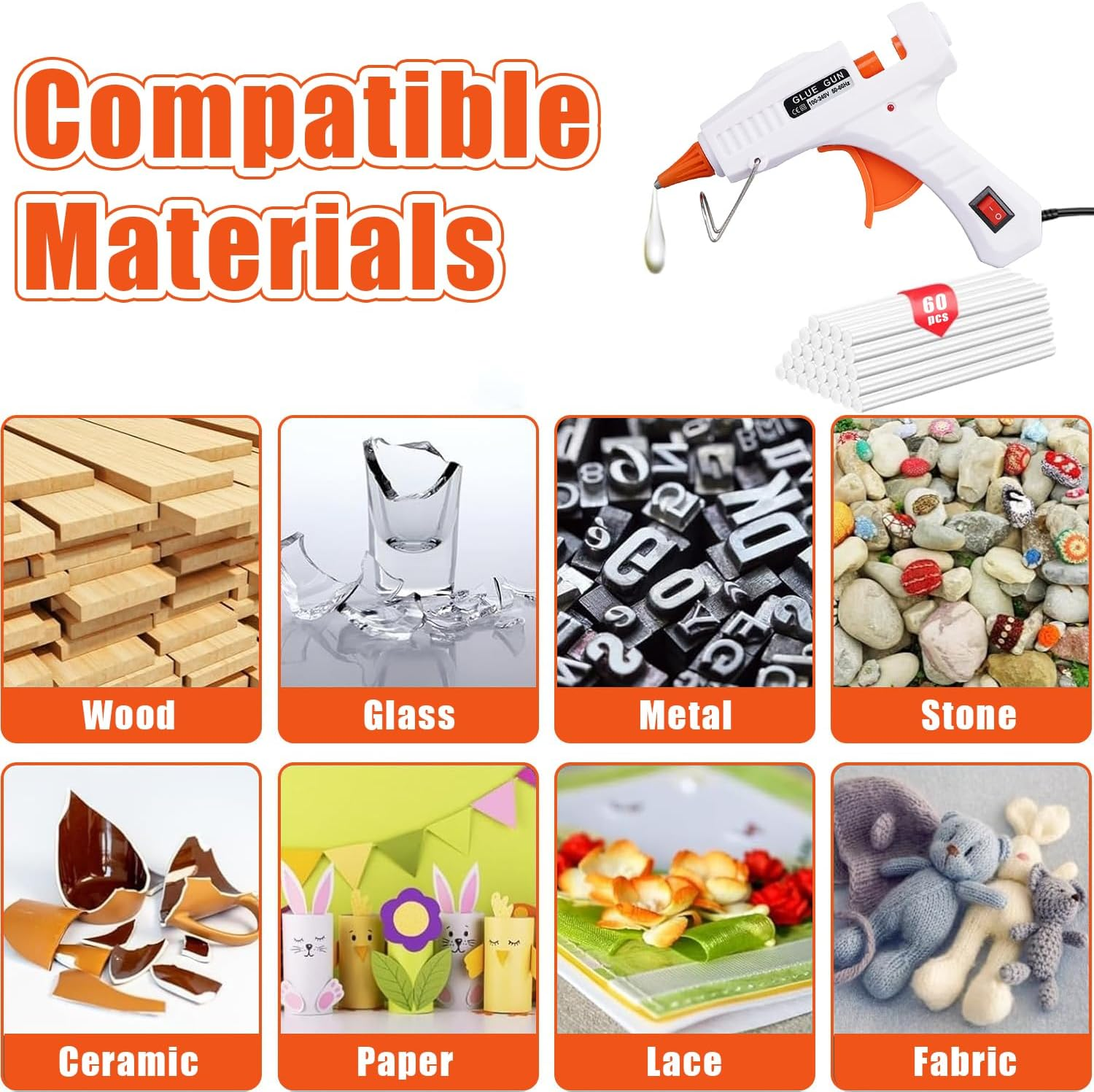 Mini Hot Glue Gun with 60Pcs Glue Sticks-10Cm, 30W Fast Heating Hot Melt Gun, Lightweight Craft Gun for DIY, Home Repairs, Kids' School Projects. (505 White) image number 3