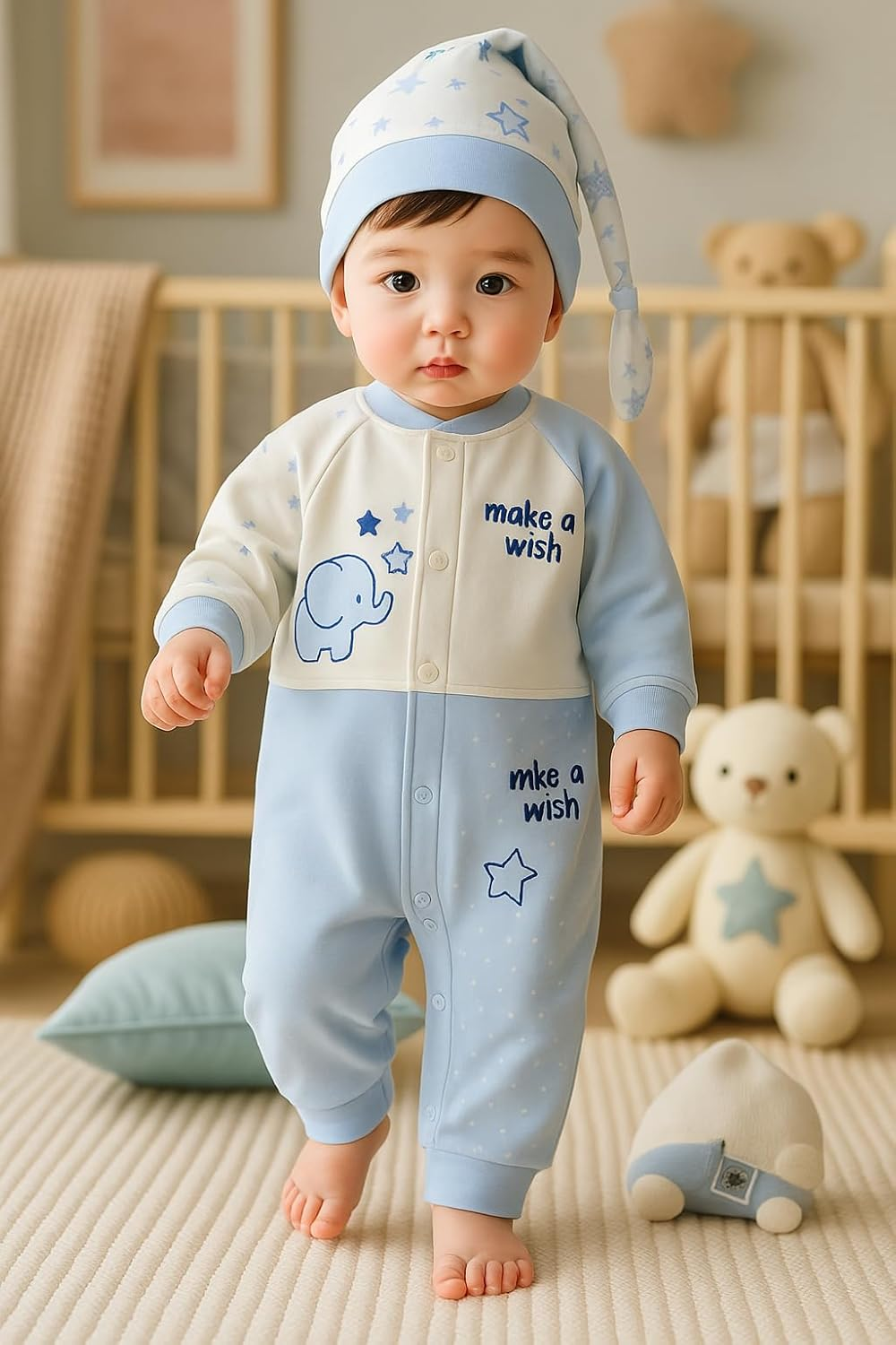 Blue Eyes Newborn Baby Gift Set, 100% Natural Cotton, First Equipment, Boys' Clothing Gift Set, Baby Outfit for Babies, 0-4 Months, 8 Pieces (Star Blue) - Koala image number 3