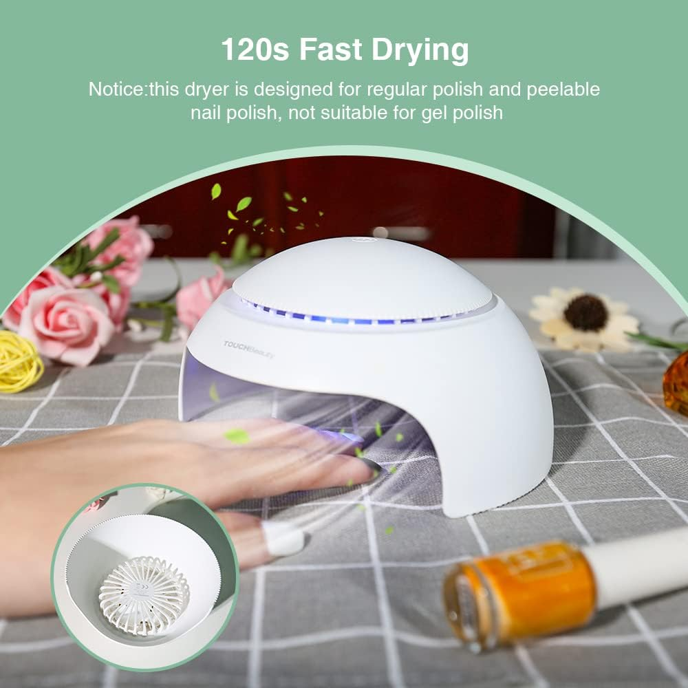 Touchbeauty Nail Dryer for Kids Teens Beginners: LED Fan & Light, Safe, Battery Powered, Non-Hands Tanned Version image number 3