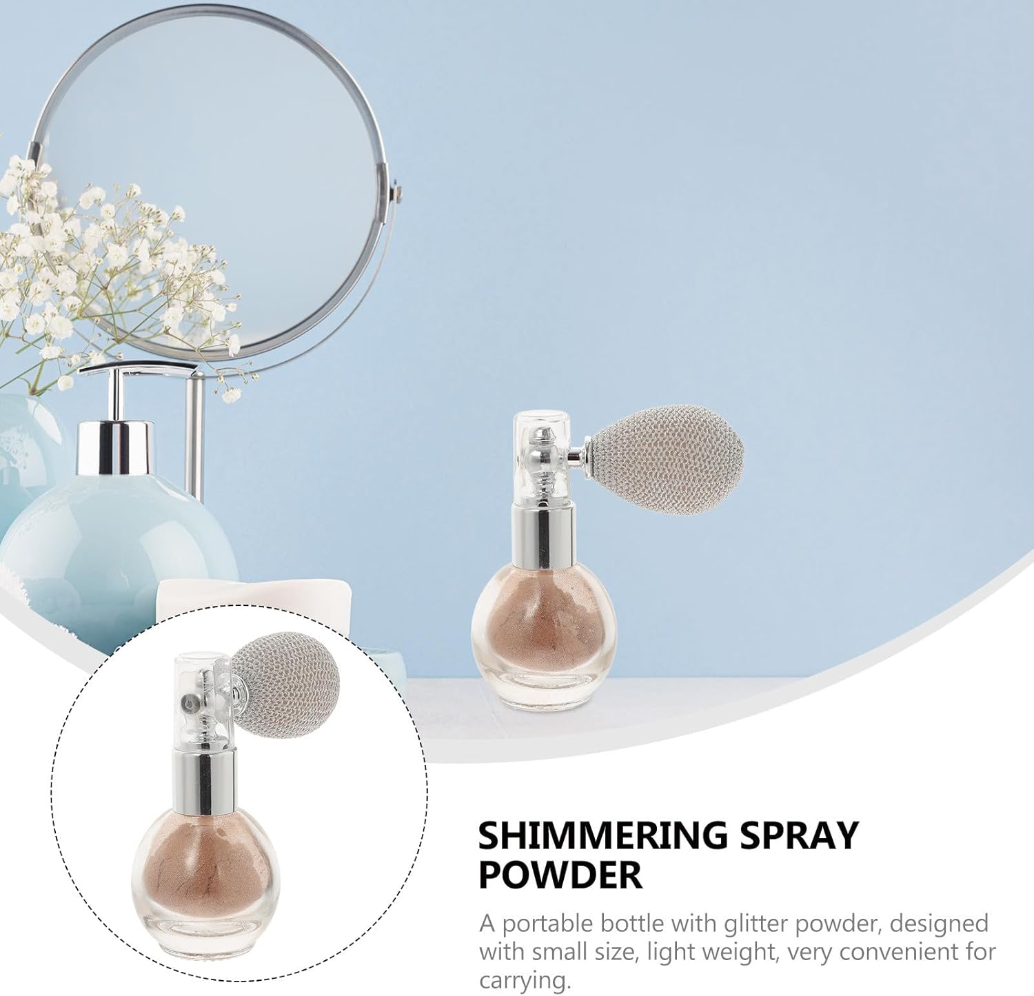 SEWACC Shimmering Body Glitter Spray Light Gold Highlighter Powder Spray for Women Makeup Glitter Hair and Body image number 6