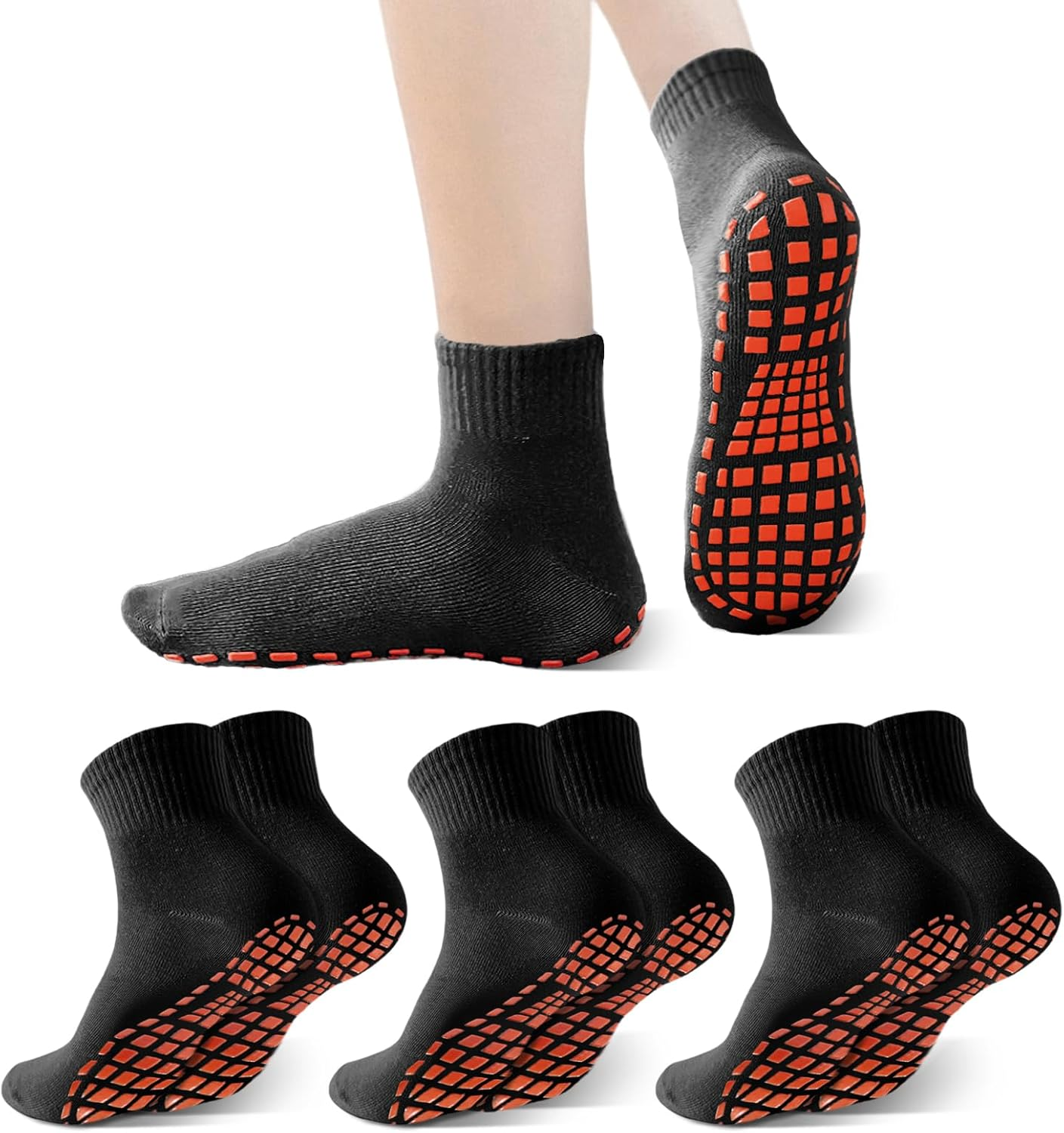 Supcomsta Non Slip Socks for Men Women, Grippy Socks Fitness Grip Sock Pilates, Pilates Grip Yoga Socks with Grips for Women Sport Dance