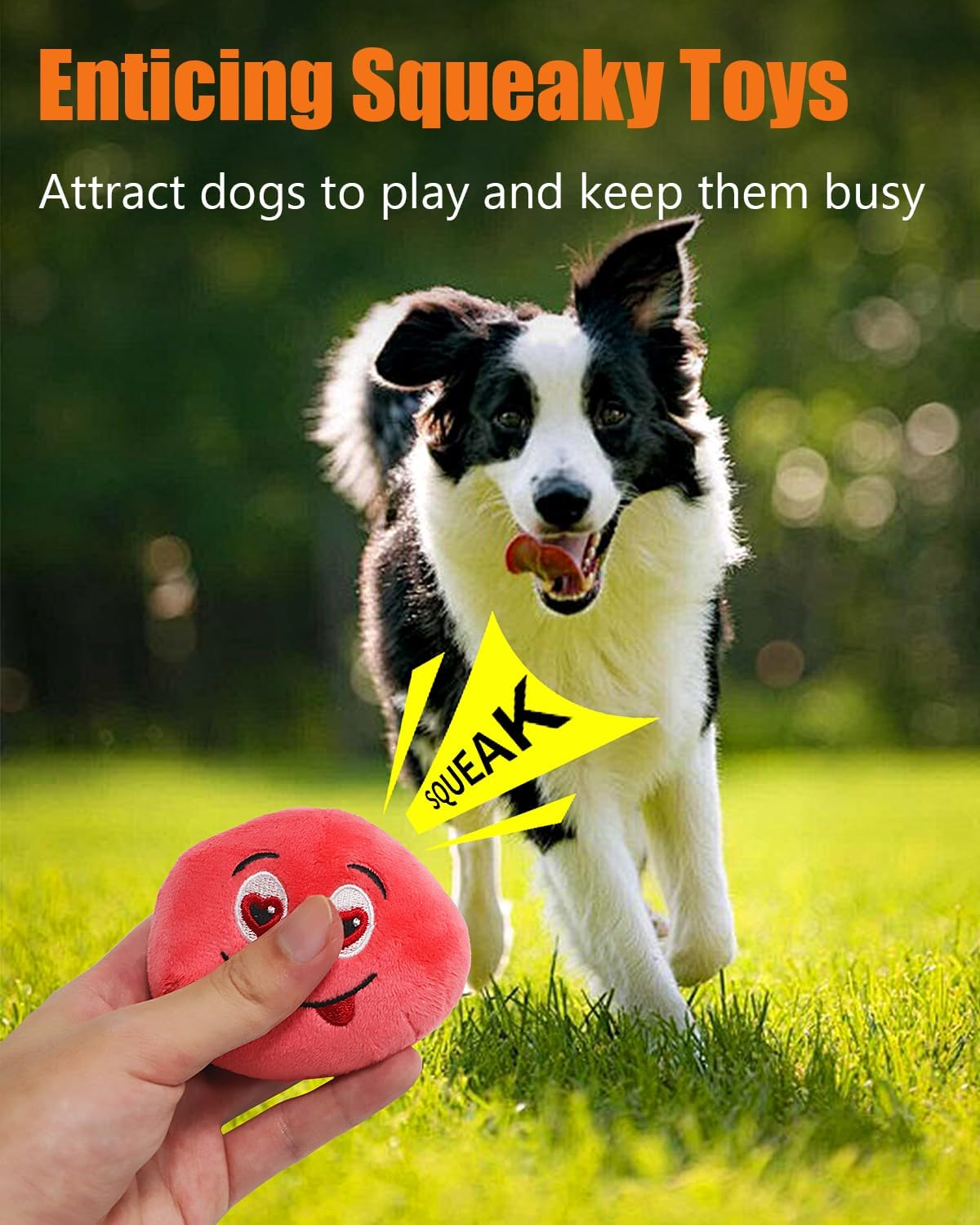 Squeaky Dog Toys, Stuffed Plush Puppy Toy Balls to Keep Them Busy, (4 Pack) Interactive Funny Pet Ball with Squeaker for Puppies Small Breed Medium Dogs image number 1