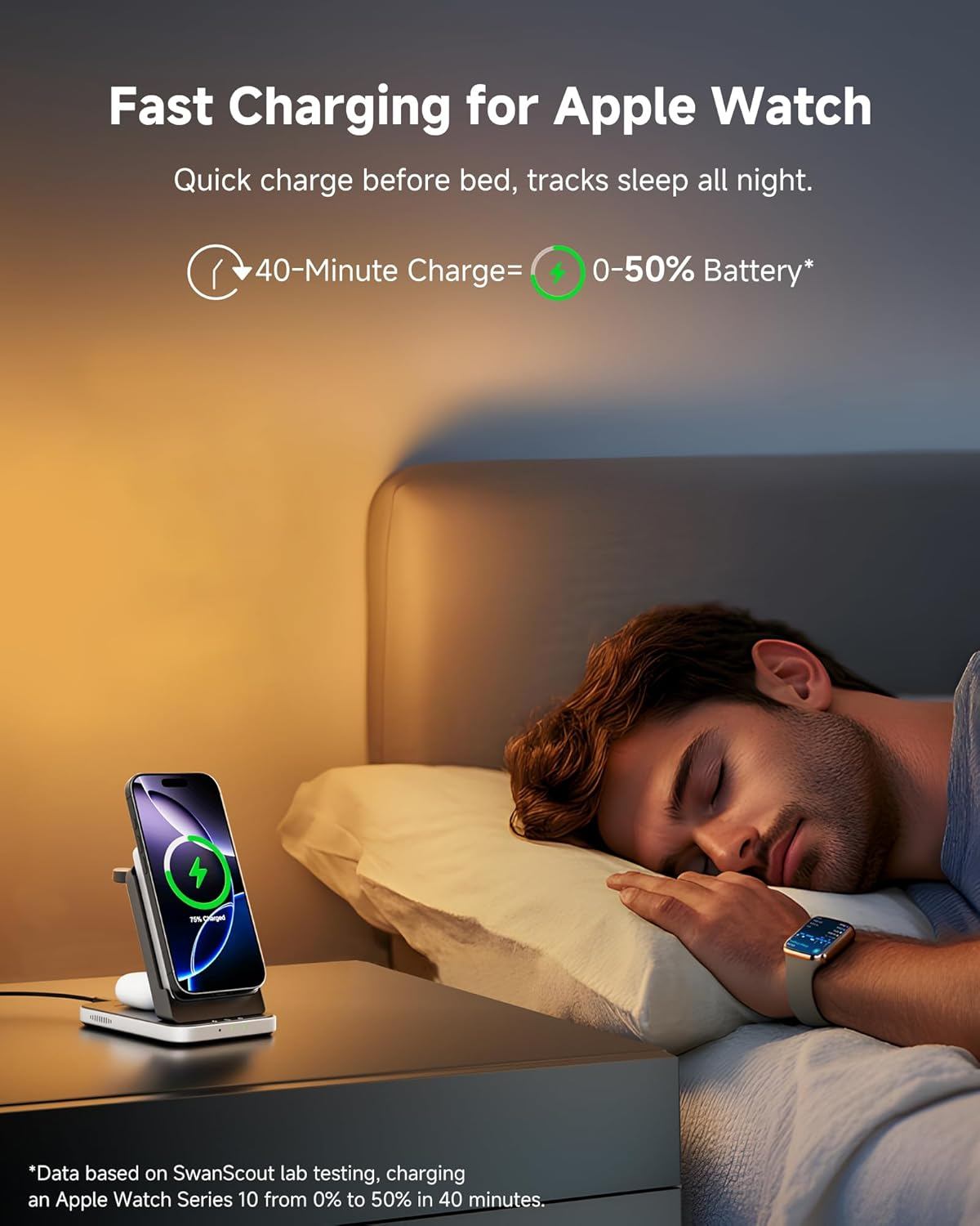 Swanscout Magnetic Wireless Charger, 3 in 1 Charging Station for Iphone Air/17/16/15/14/13/12 Series, 5000Mah Power Bank Compatible with Magsafe, Stand for Apple Watch/Airpods, 304M image number 4