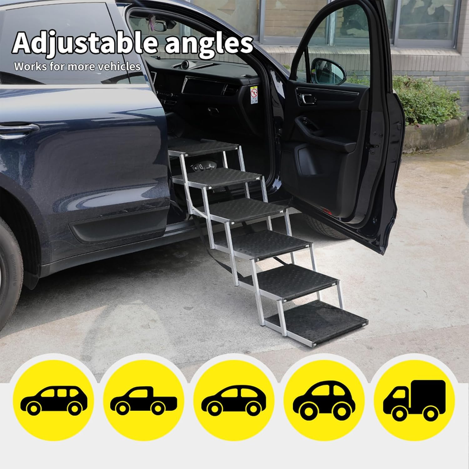 Pawz Folding Dog Stairs for Large Dogs - Portable 6-Step Steel Pet Ramp for Cars, Suvs, Trucks, with Non-Slip Reinforced Steps, Adjustable Height, Supports up to 90KG image number 5