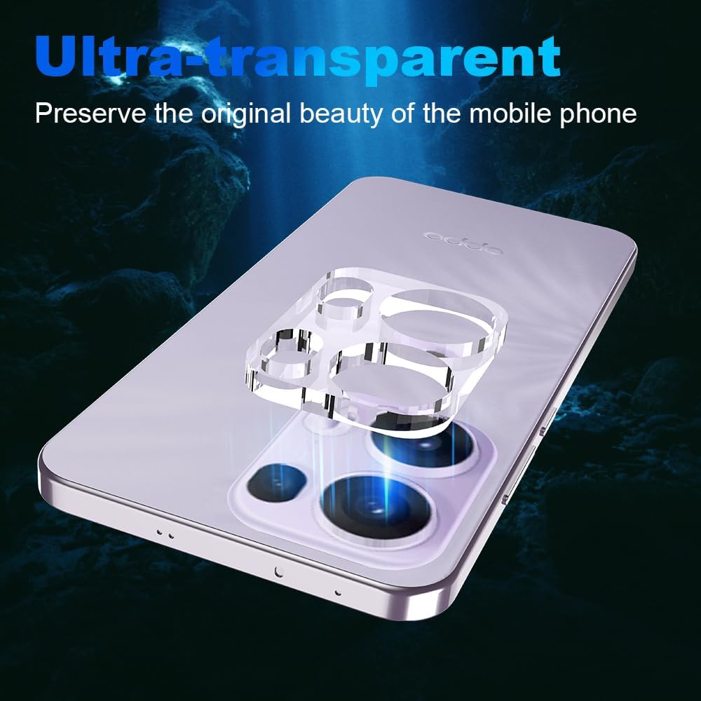 Lemxiee Pack of 3 for Oppo Reno 13 Pro 5G Camera Protection Tempered Glass HD Anti-Scratch One-Piece Tempered Glass Camera Protective Film for Oppo Reno 13 Pro 5G image number 4