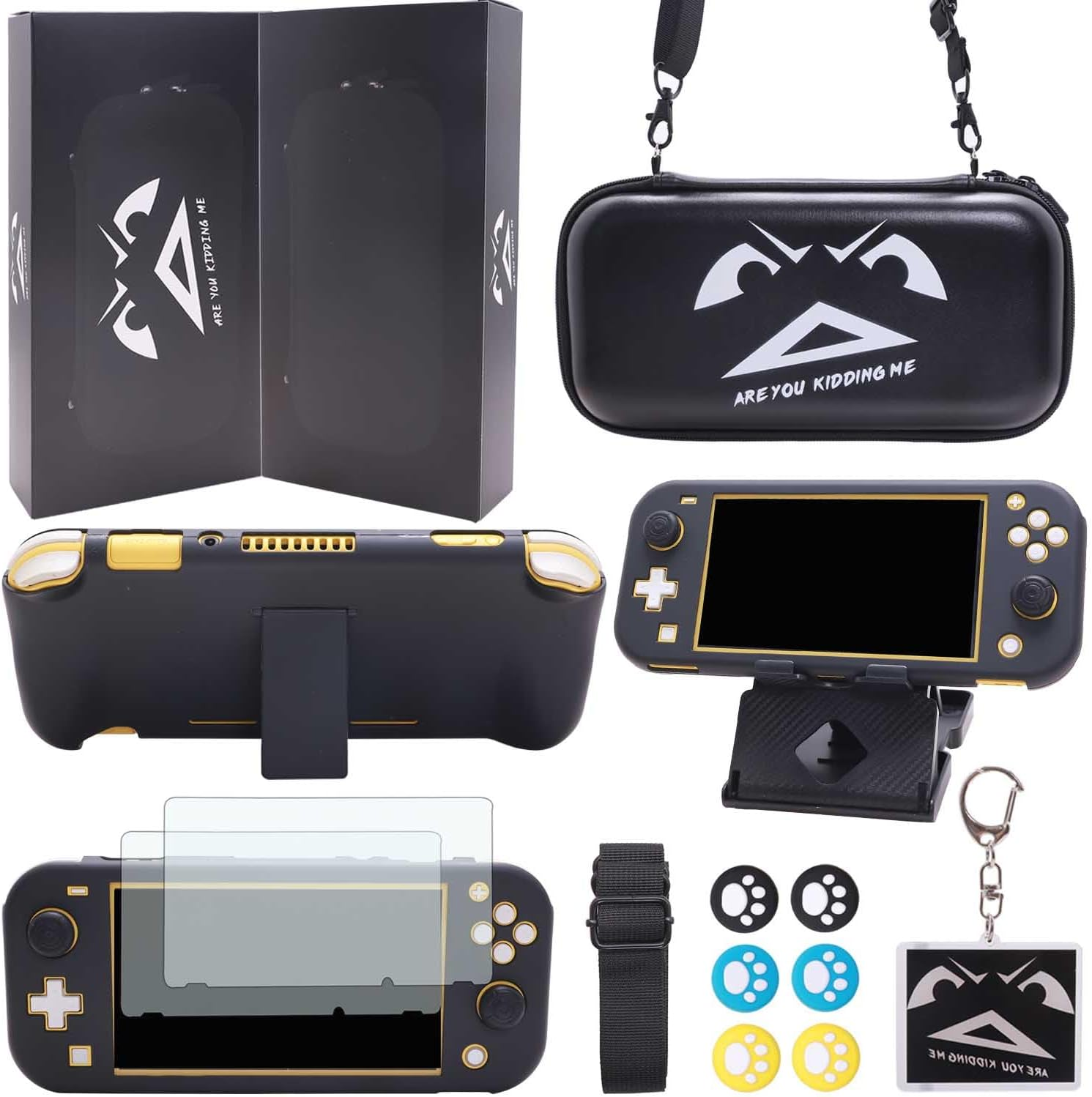 GUTIAL Accessories Bundle for Nintendo Switch Lite - Cute Kawaii NS Lite Accessories Kit for Grils Boys Kids with Carrying Case, Cartoon Cover Case, Screen Protector, Stand - Purple