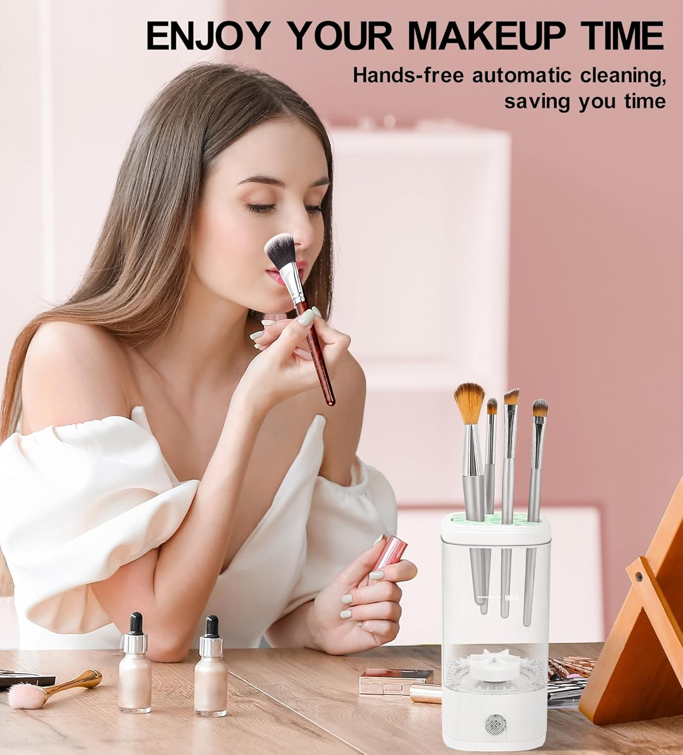 YBVABE Makeup Brush Cleaner Machine, Electric 9000 RPM Automatic Rotation, IP65 Waterproof, USB Plug Design, Fast and Efficient Cleaning for Makeup Brushes and Sponges, Easy to Use image number 6