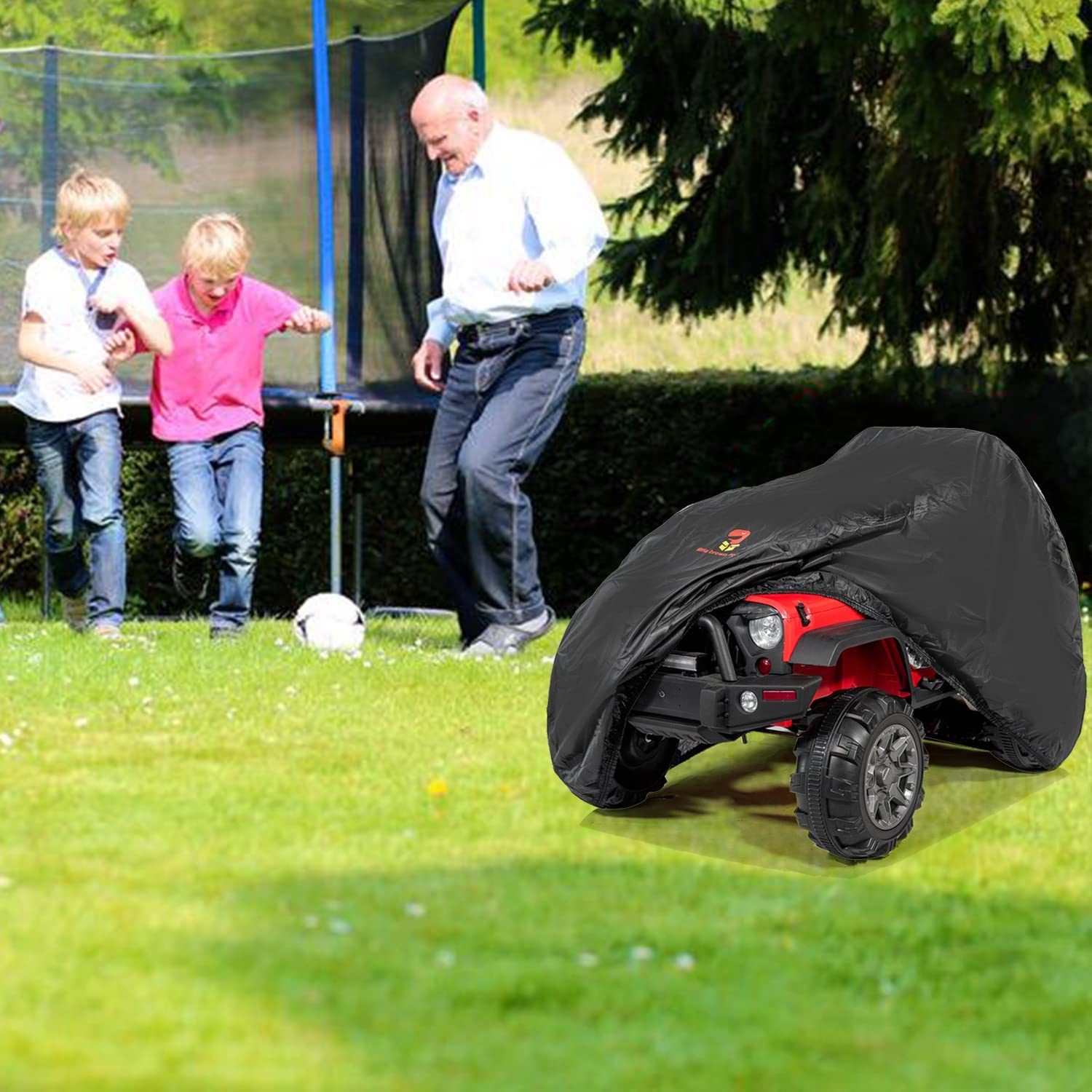 Kids Ride-On Toy Car Cover, Large Waterproof Cover for Power Wheels Jeep Kids Vehicles, 420D Heavy Duty Cover Protect Kids Electric Car from Sun, Wind, Rain, Snow and Dust - Universal Fit image number 5