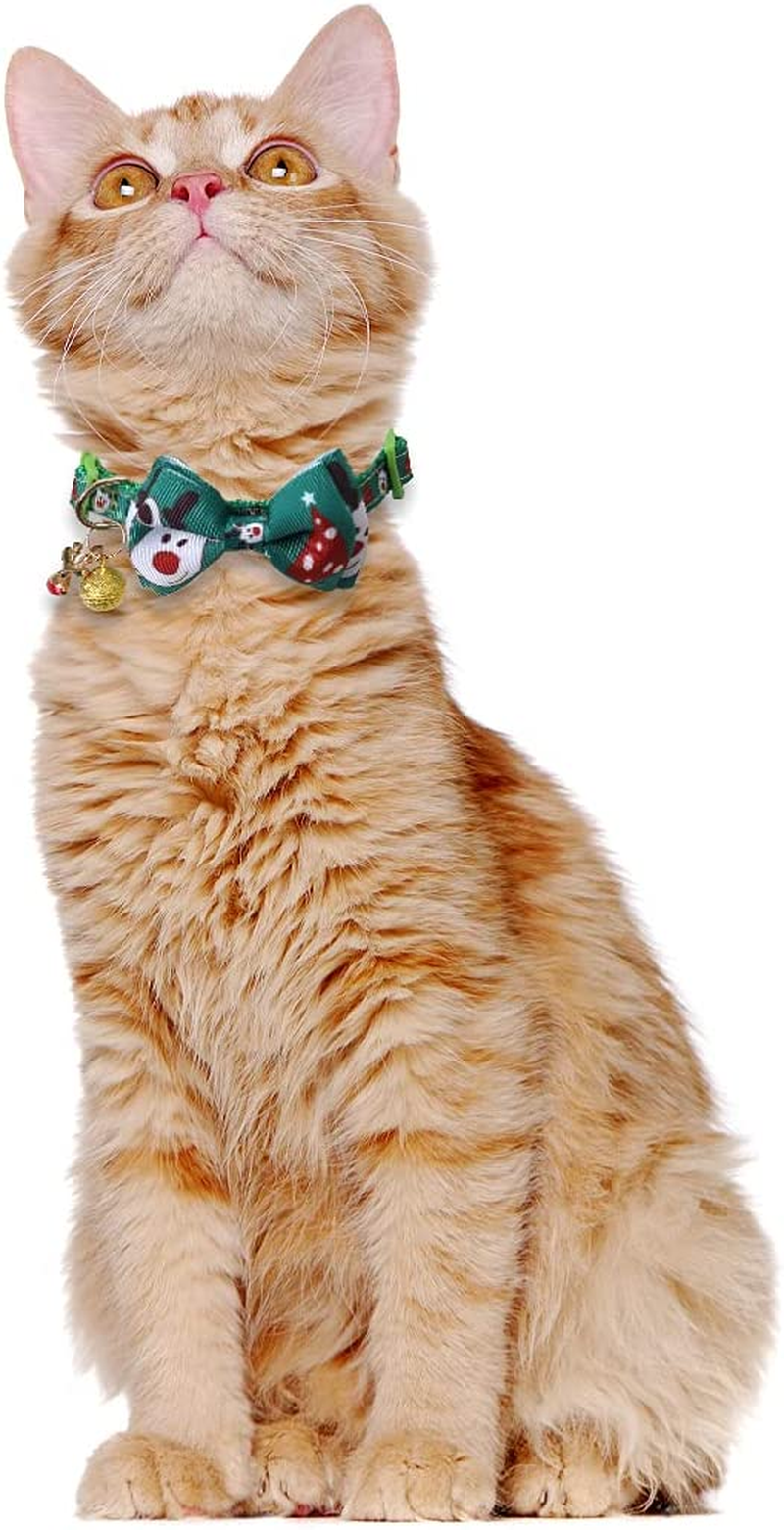 Lamphyface Christmas Cat Collar Breakaway with Bow Tie and Bell for Kitty Adjustable Safety image number 4